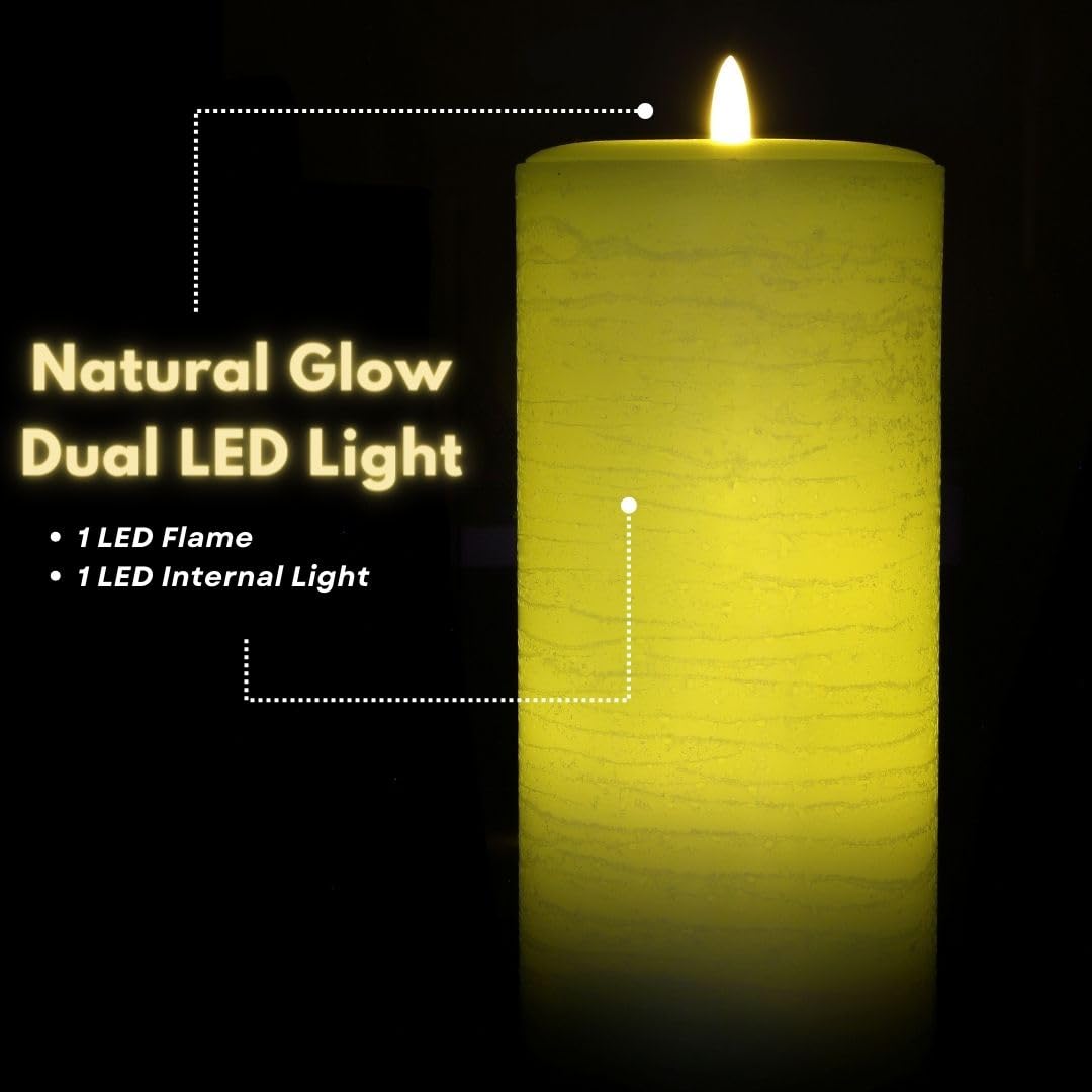 Lumipur Signature Natural Glow Flickering Flameless Led Wax Pillar Candle (3.5'' X 9'', Sage Green)