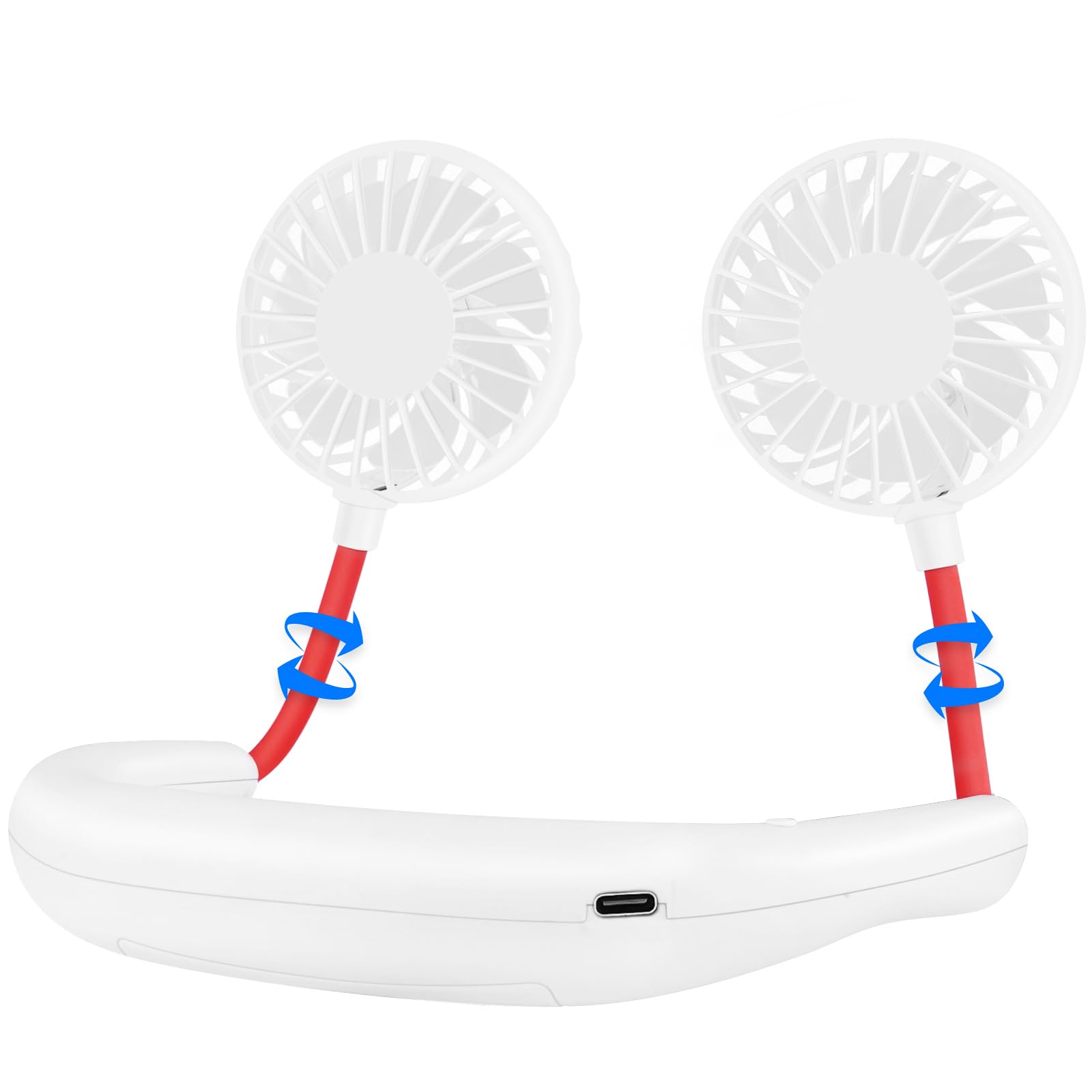 Haomaomao Neck Fan, Portable Fan With 2500 Mah Rechargeable Battery Usb Mini Personal Wearable Neckband Sport Fan For Working, T