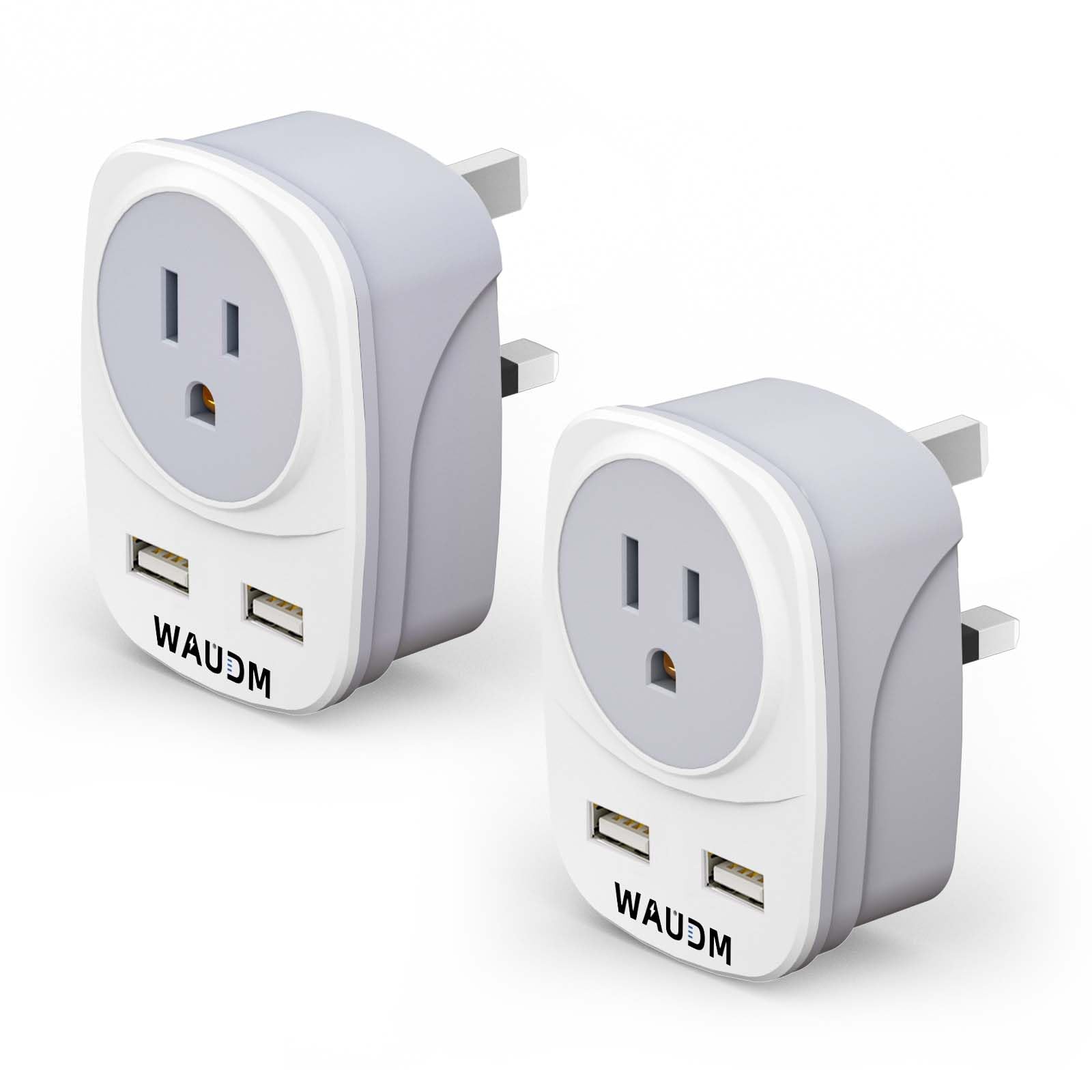 (Two Packs In A Box) Uk Travel Plug Adapter, G Type Power Socket Adapter With 2 Usb Ports For Usa To Dubai Scotland Uk London En