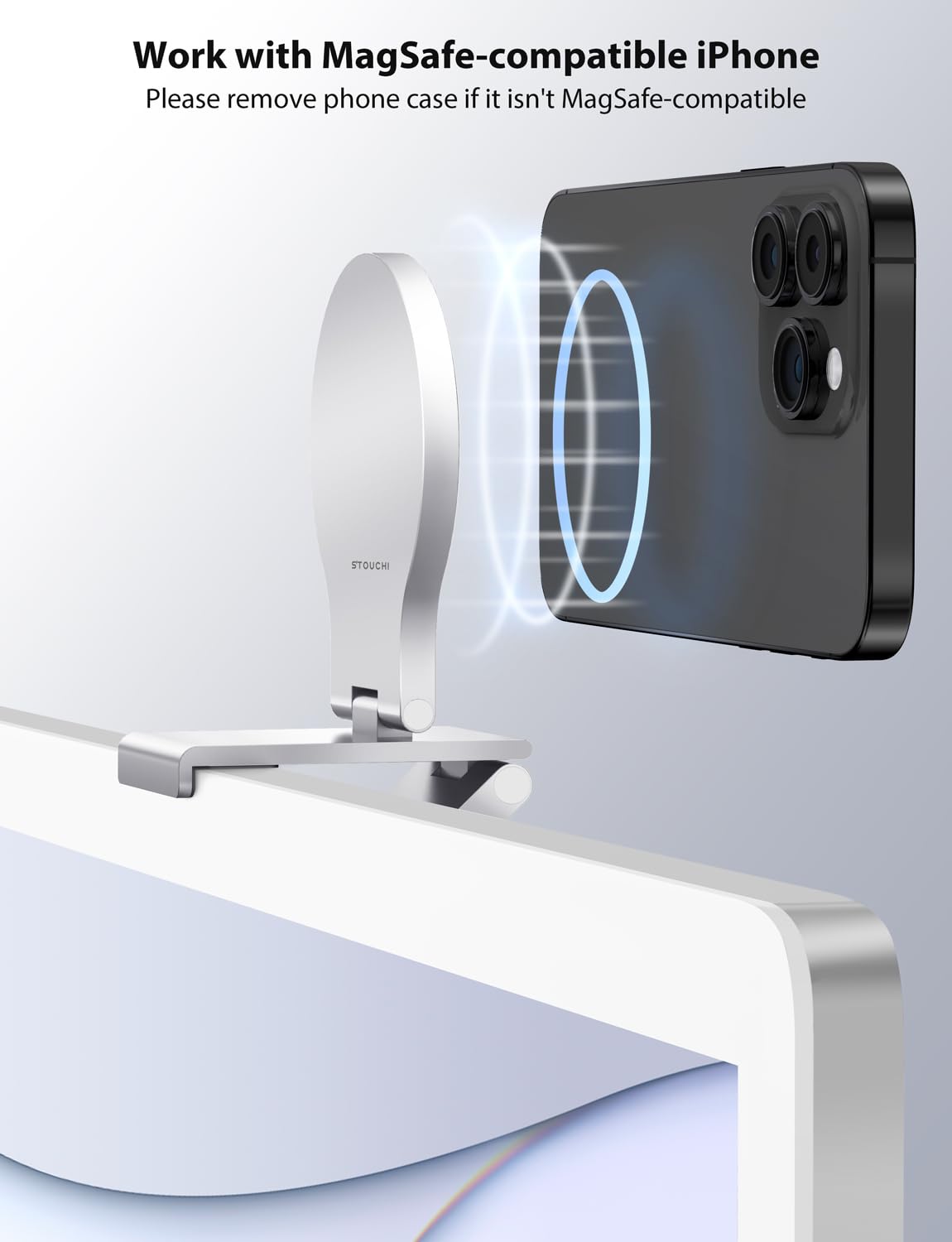 Stouchi Continuity Camera Mount For Imac, Desktop Monitor Compatible Iphone Webcam Mount With Mag-Safe