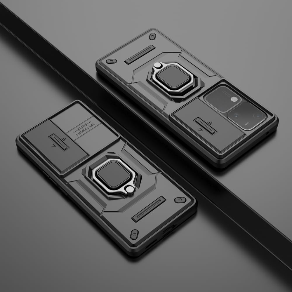 Kukoufey Compatible With Vivo V30 Pro 5G Bracket Shell,Compatible With Vivo S18 5G Case,With Slide Camera Lens Cover Compatible