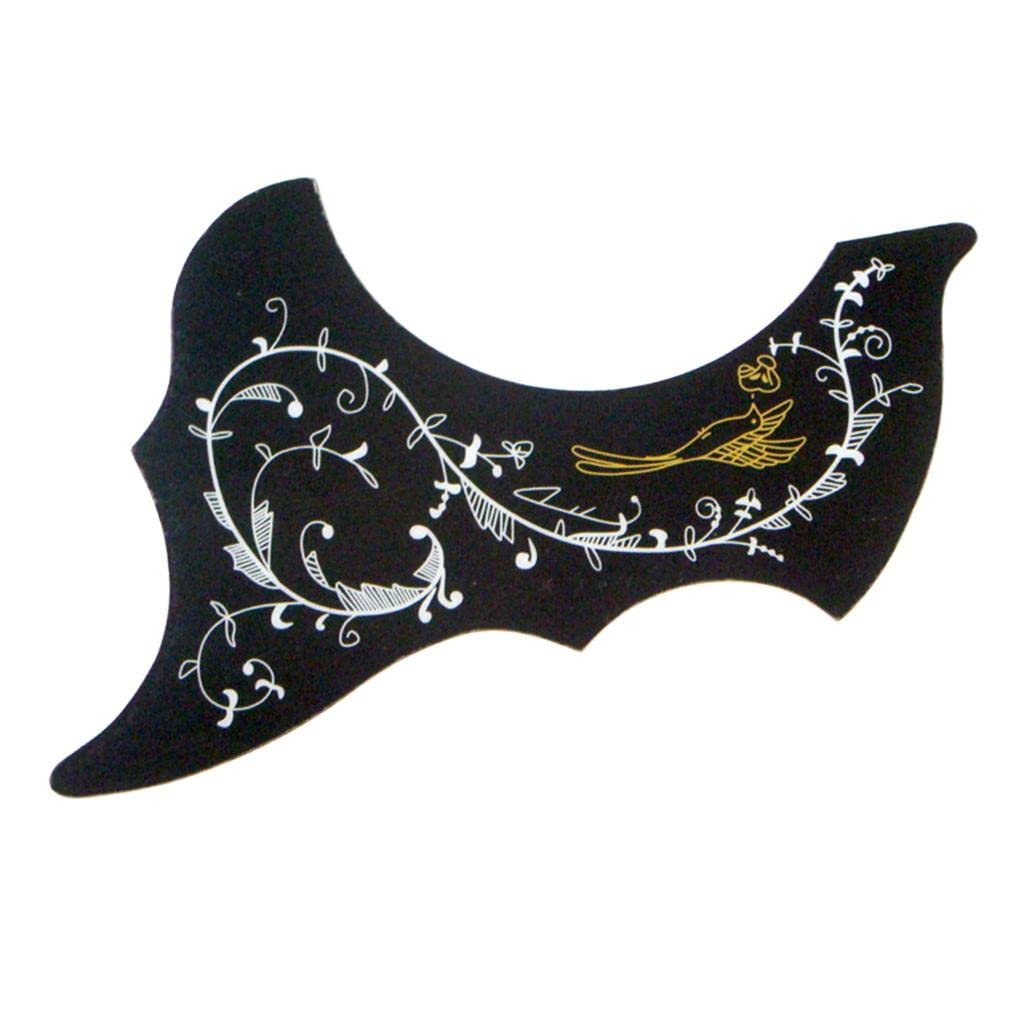 Atorse 41In Acoustic Guitar Pickguard Flower Bird AntiScratch Parts Right Hand Black
