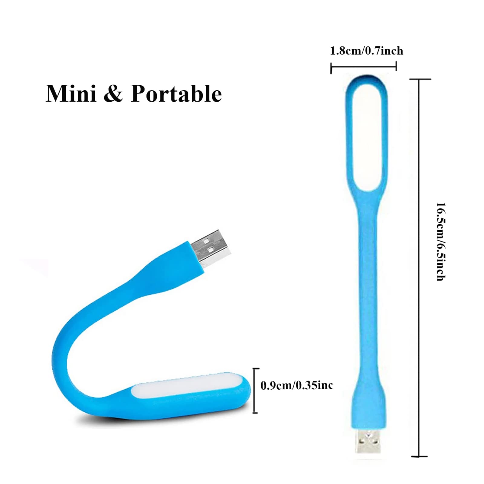 Soseelnee Mini Flexible USB LED Reading Light 2-Pack Blue Silicone