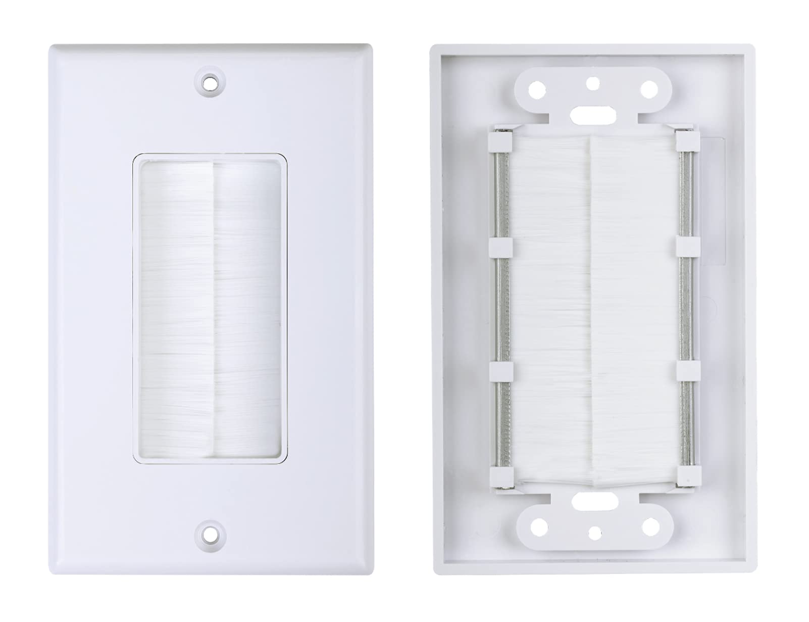 Tedgetal Single Brush Wall Plate 2 Pack,Single Gang Faceplate Cable Pass Through Insert Wall Socket For Hdtv, Hdmi, Network, Coa