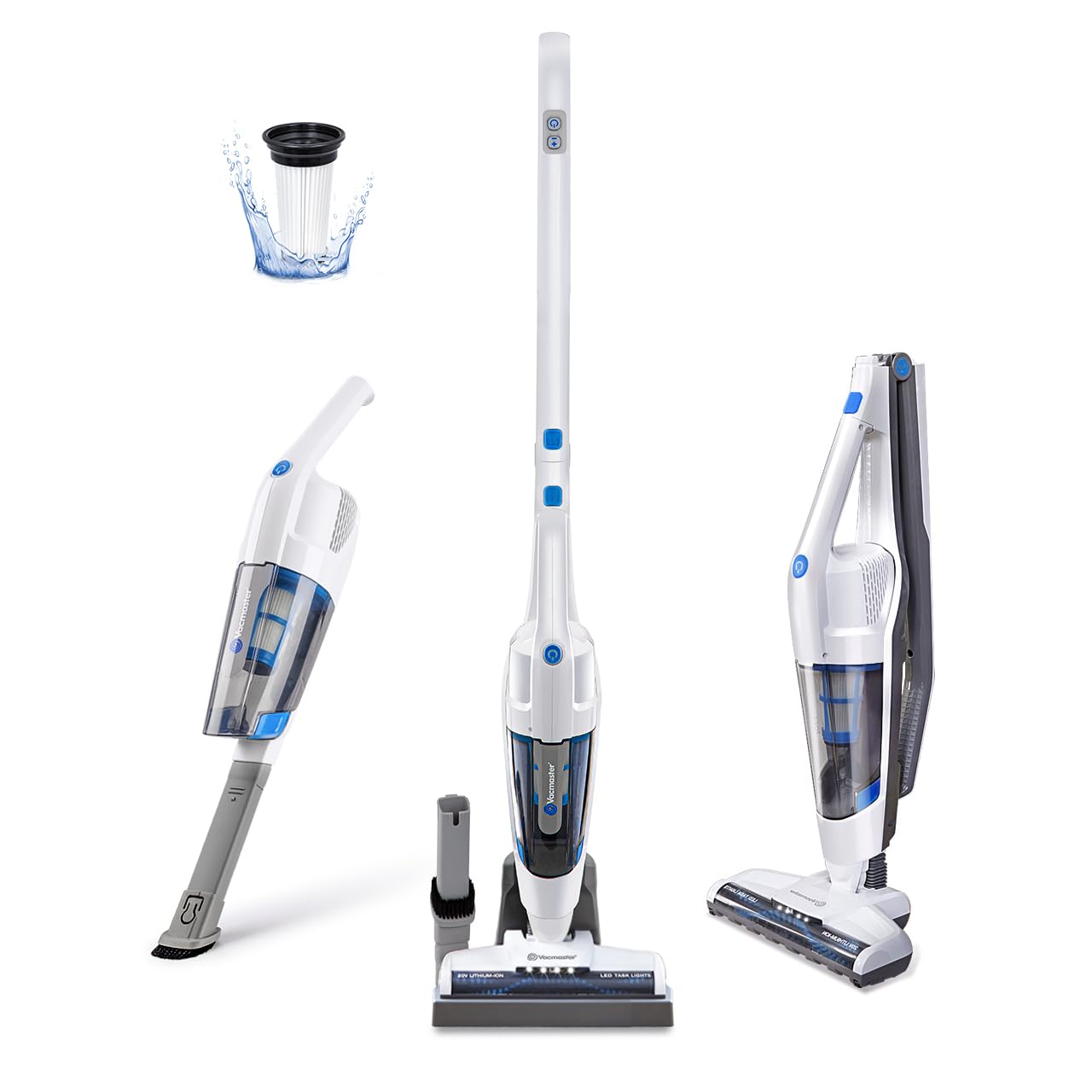 Vacmaster Vsd1801 Cordless Handheld & Stick Vacuum Cleaner 2 In 1, Rechargeable Li Ion Battery Powerful Lightweight For Hardwood