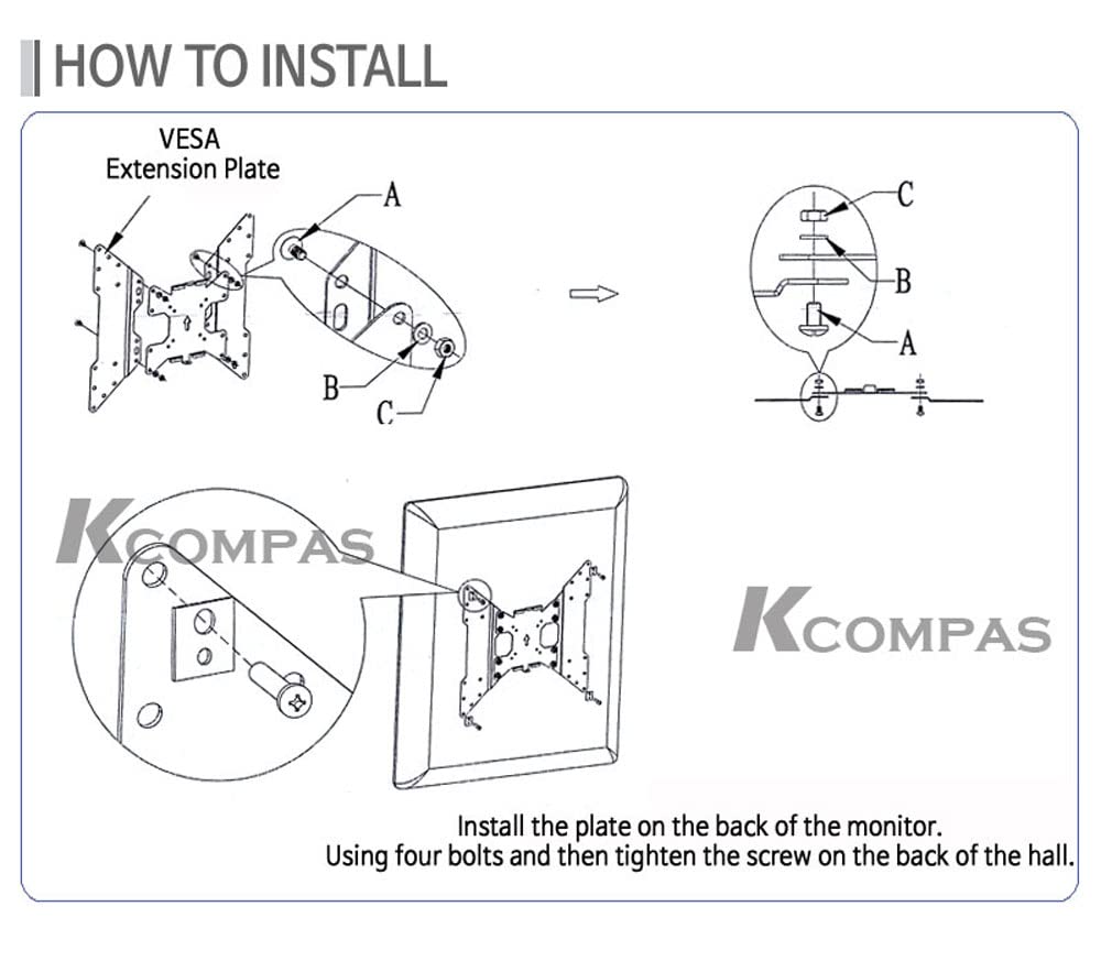 Apter Plate 400X400 Vesa Adapters Extenders Converts Lcd Led Tv Wall Mount For 12-42 Inch Tvs And Flat Panels Up To 40 Lbs, Blac