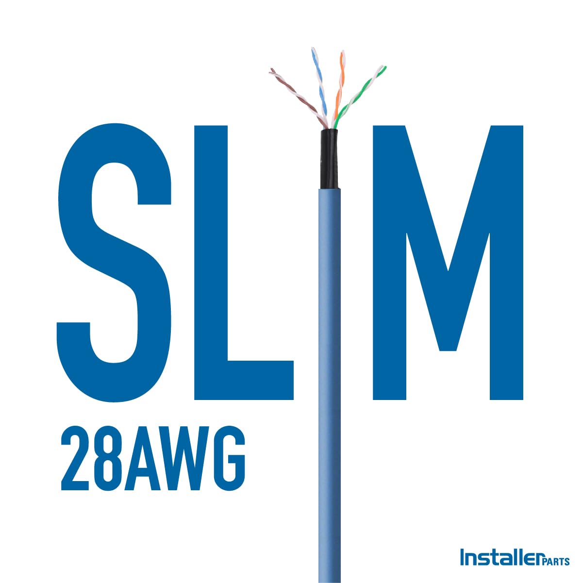 Installerparts Ethernet Cable Cat6A Slim Cable Utp Booted 1 Ft (10 Pack)   Blue   Professional Series   10Gigabit/Sec Network/Hi