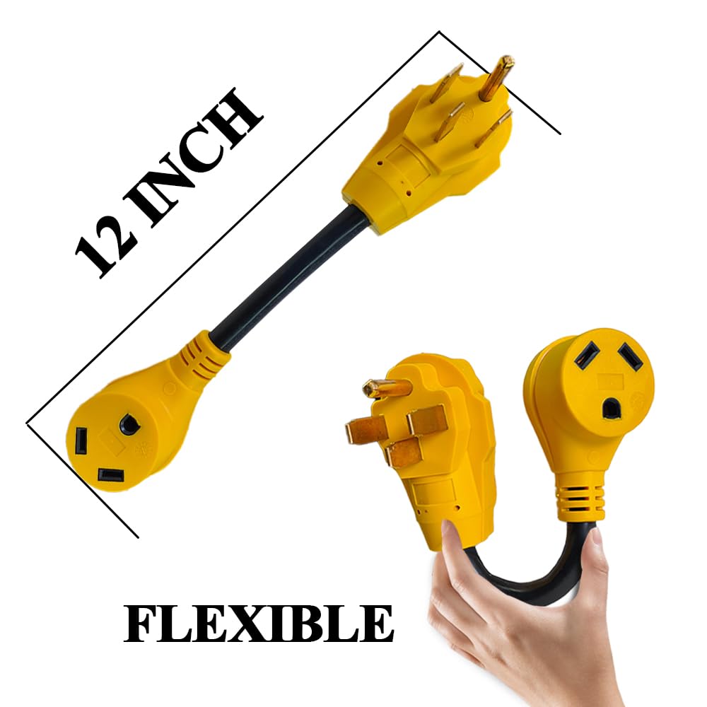 Rv Power Adapter Camper Cord 50Amp Male To 30Amp Female,12 Inch 10/3 Stw Nema14 50P 50 Amp Male Plug To Tt 30R 30 Amp Female Rec