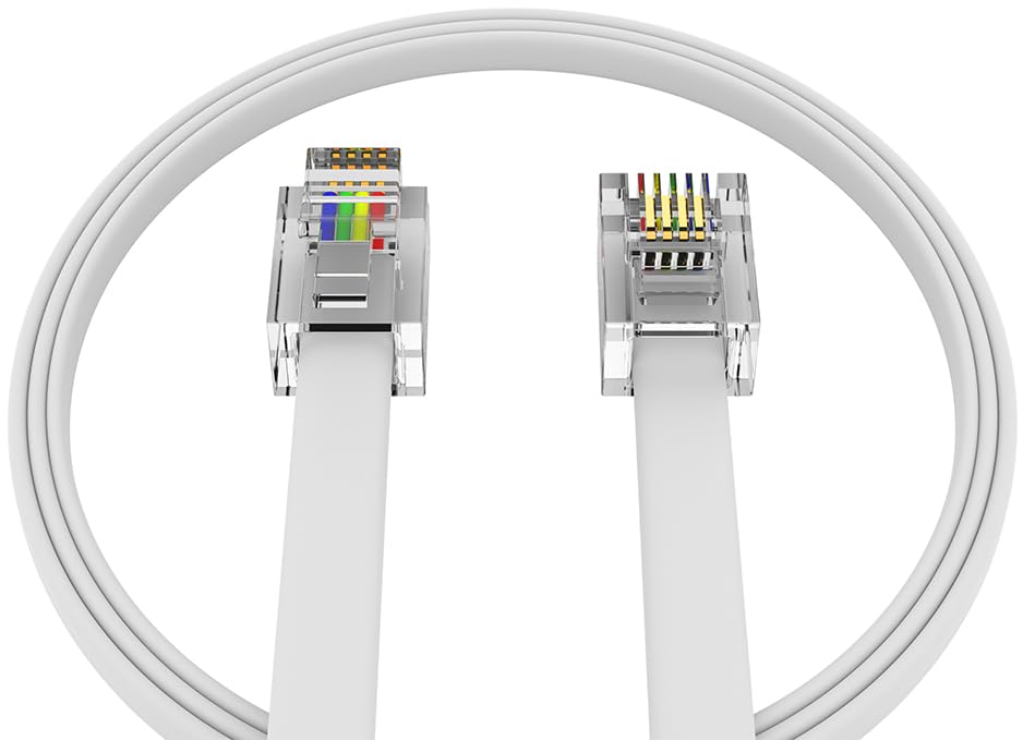 Amzpro (1 Pack) 3 Feet White Telephone Cable 6P4C Rj11 Male To Male, Made In Usa Pro Grade Phone Line Cord