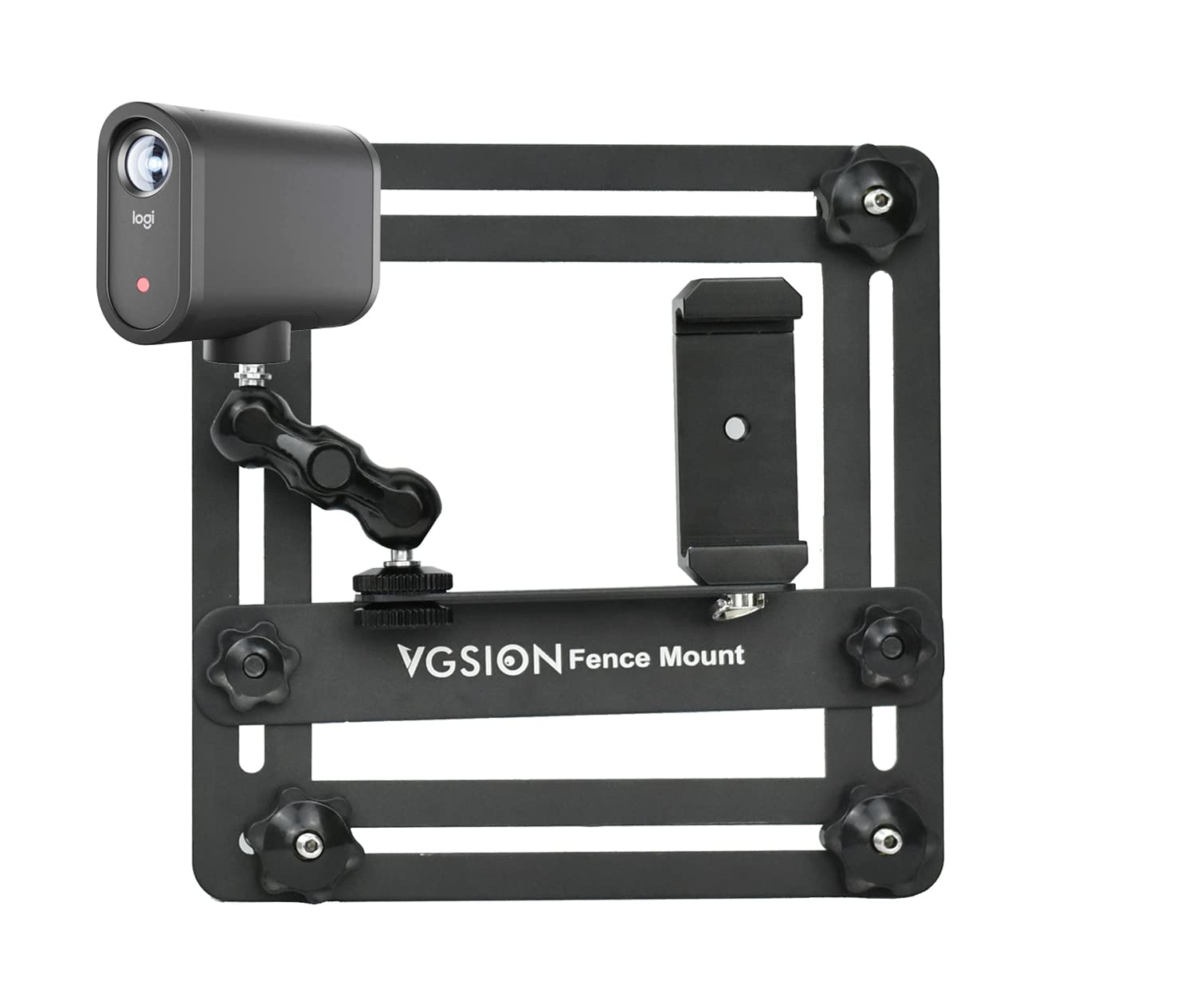 Vgsion Cell Phone Fence Mount For Iphone Baseball Camera Fence Mount For Gopro Hero 12/11/10 Angle Adjustable Support Power Bank