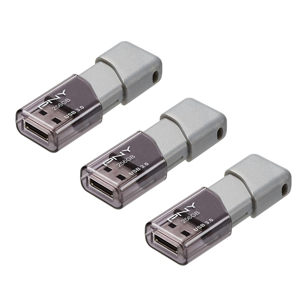 Pny 256Gb Turbo Attach3 Usb 3.0 Flash Drive 3 Pack   Grey, P Fd256X3Tbop Mp, 100Mb/S, Light Weight Durable   Data Storage And Tr