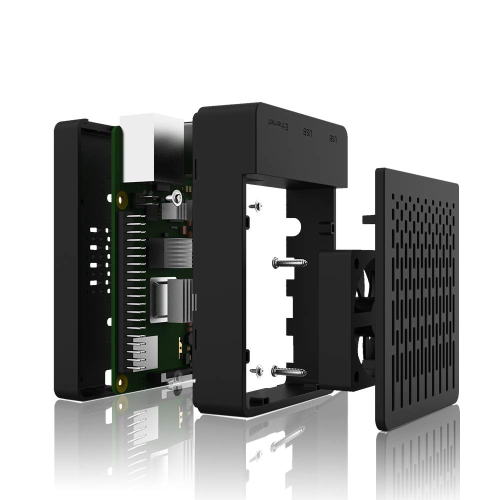 Iuniker Raspberry Pi 4 Fan Abs Case With Cooling Fan, Heatsink, Simple Removable Top Cover For Pi 4 Model B/ 4B