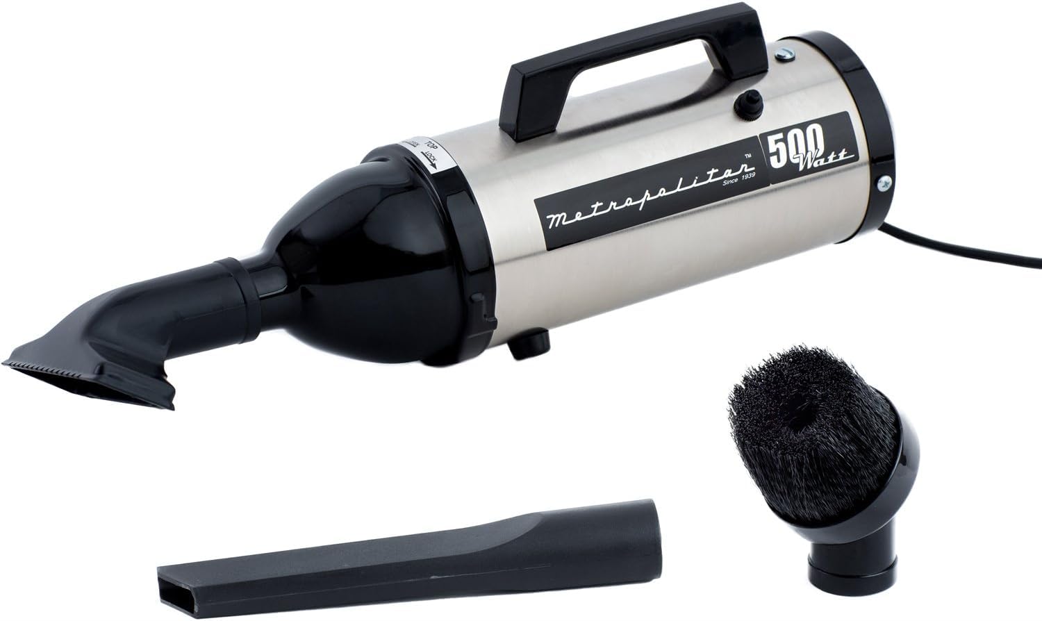 Metrovac Vm4Sb500 Evolution Hand Vacuum, 120V, 504W, Powerful, Lightweight, Allsteel, Easy Cleanups For Home, Office, Car, Sati