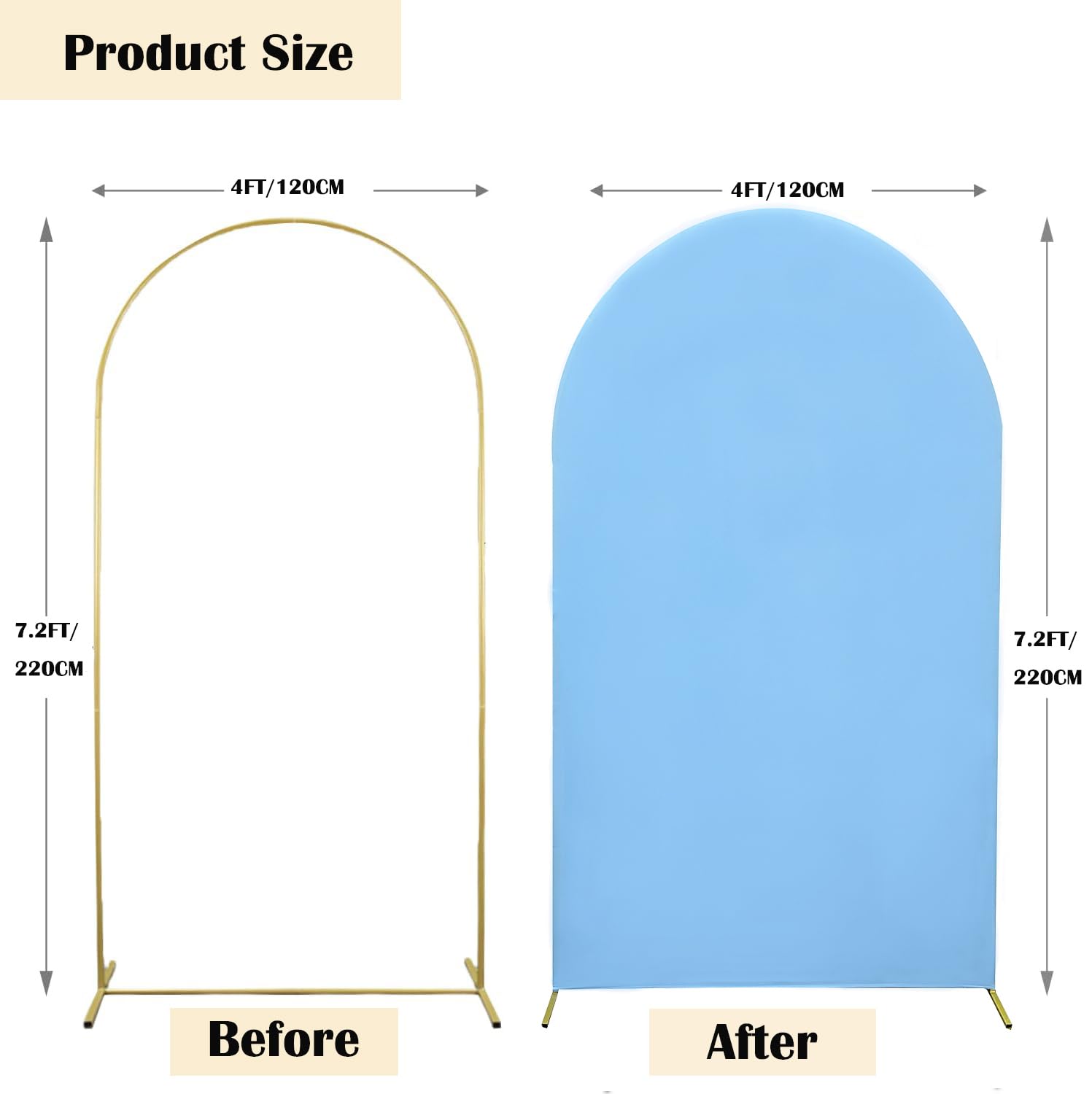 Maiangel 7.2Ft Spandex Stretchy Arch Cover, Dusty Blue, Included Components: 2 Sided Round Top Chiara Backdrop For Party, Birthd