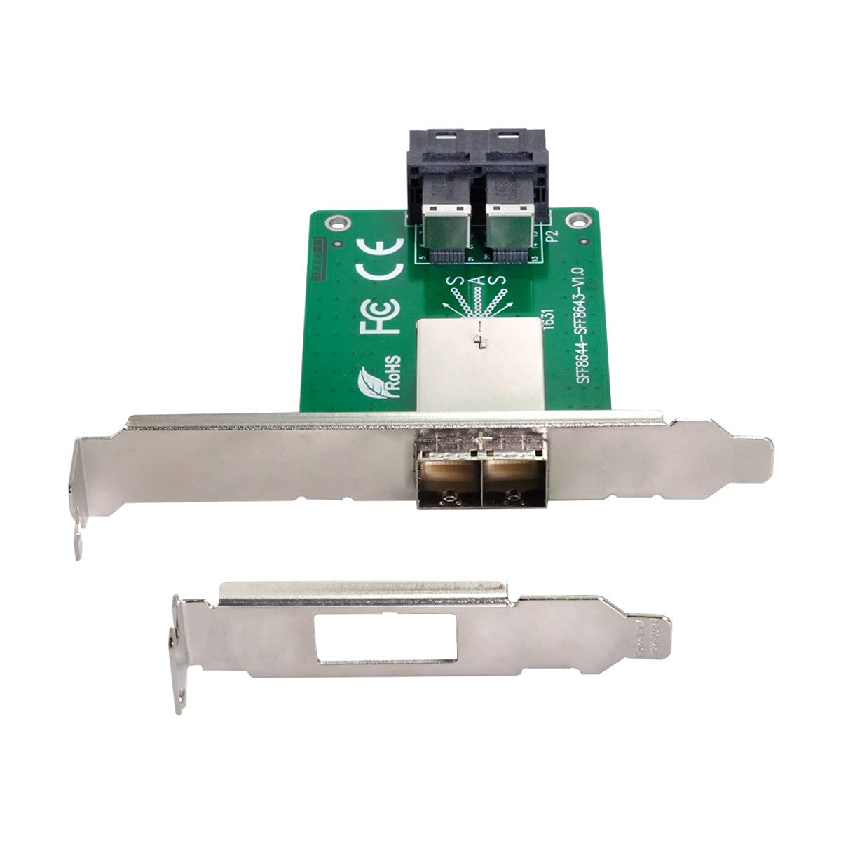 Chenyang Dual Ports Mini Sas Hd Sff 8644 To Internal Sas Hd Sff 8643 Pcba Female Adapter With Low Profile Bracket