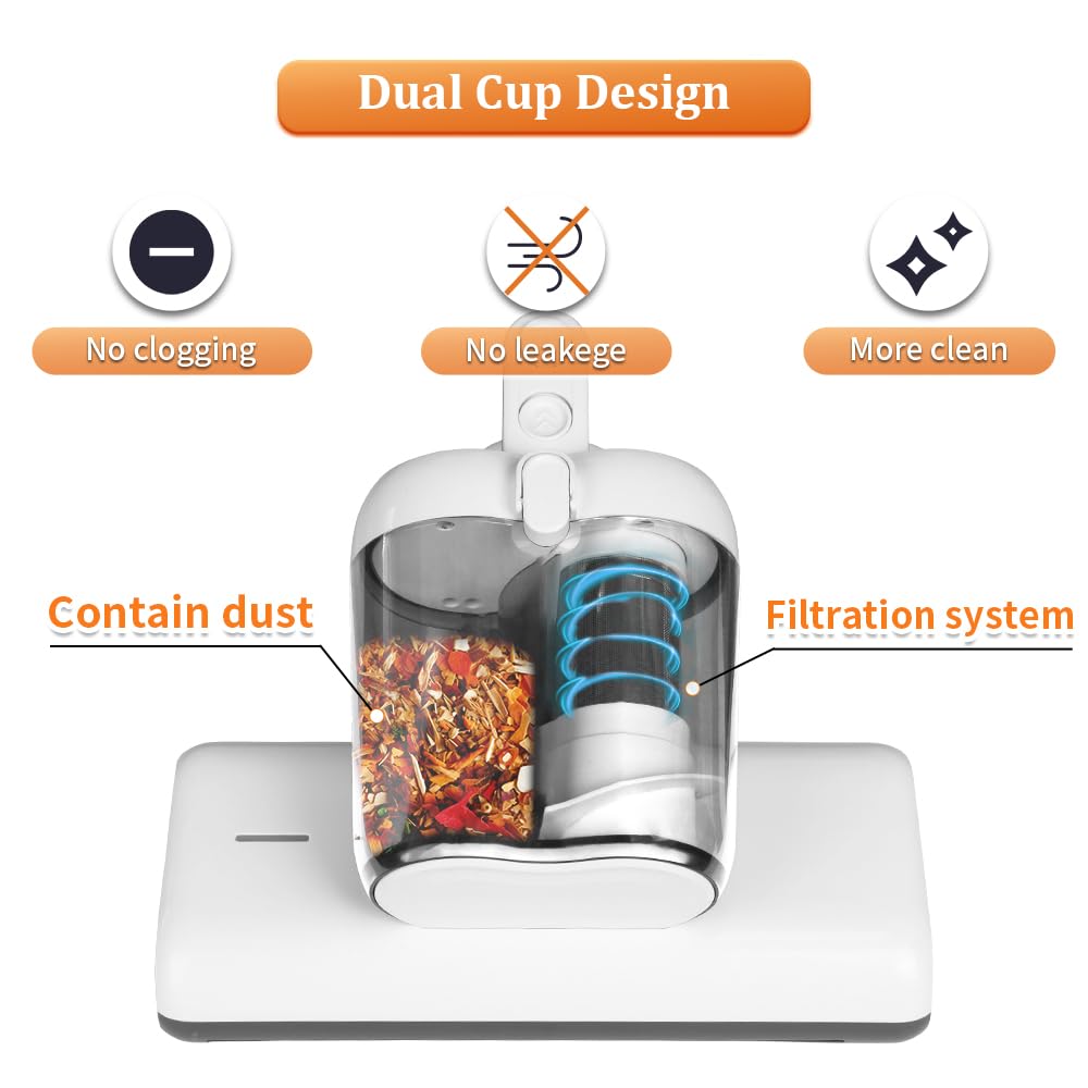 Laymi Mattress Vacuum Cleaner, 450W Powerful Handheld Bed Vacuum With High Beating Roller Brush, True Hepa Filter, Xl Dual Large