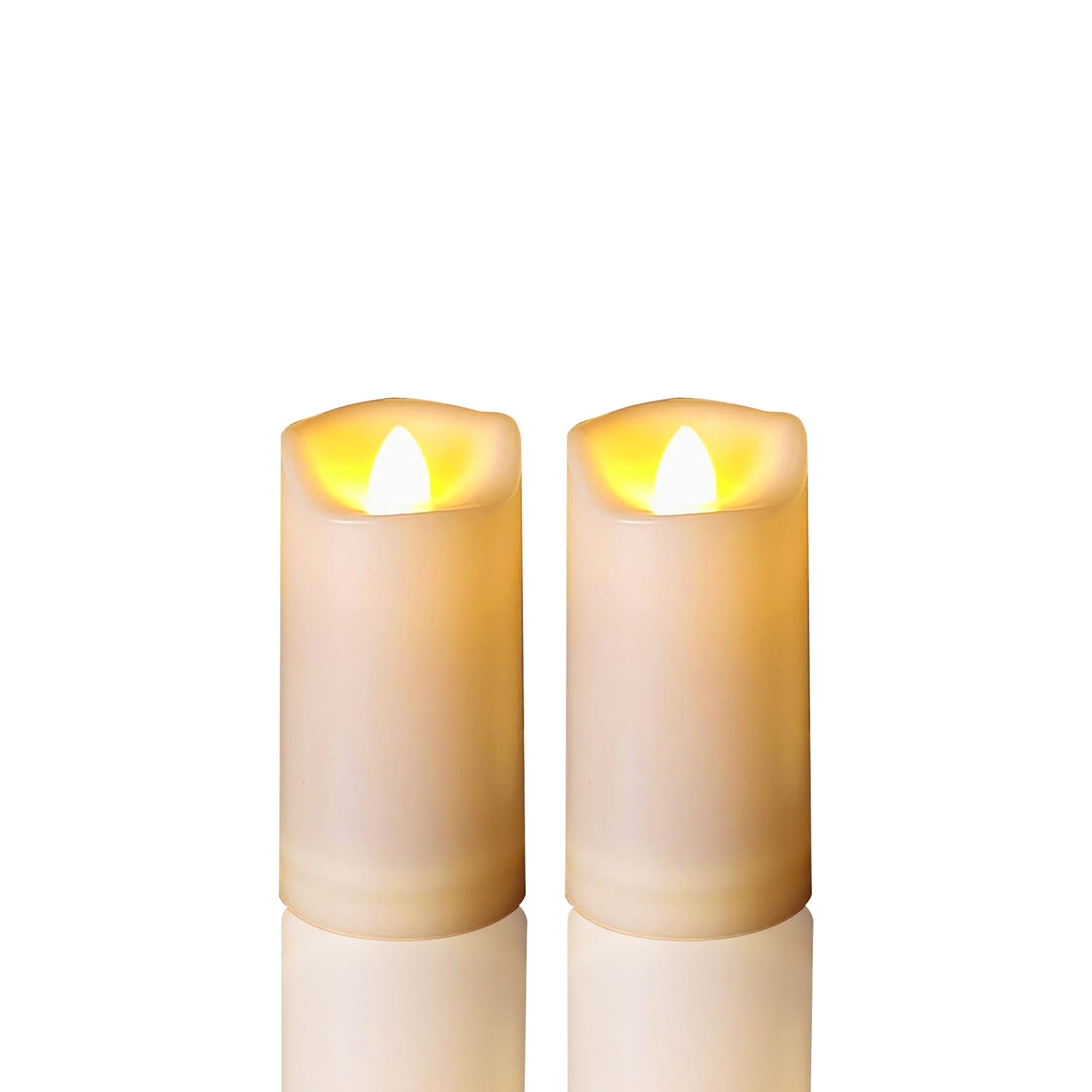 Qidol Battery Operated Plastic Flameless LED Pillar Candle with Cycling Timer, Realistic Flickering Electric Light for Indoor Ou