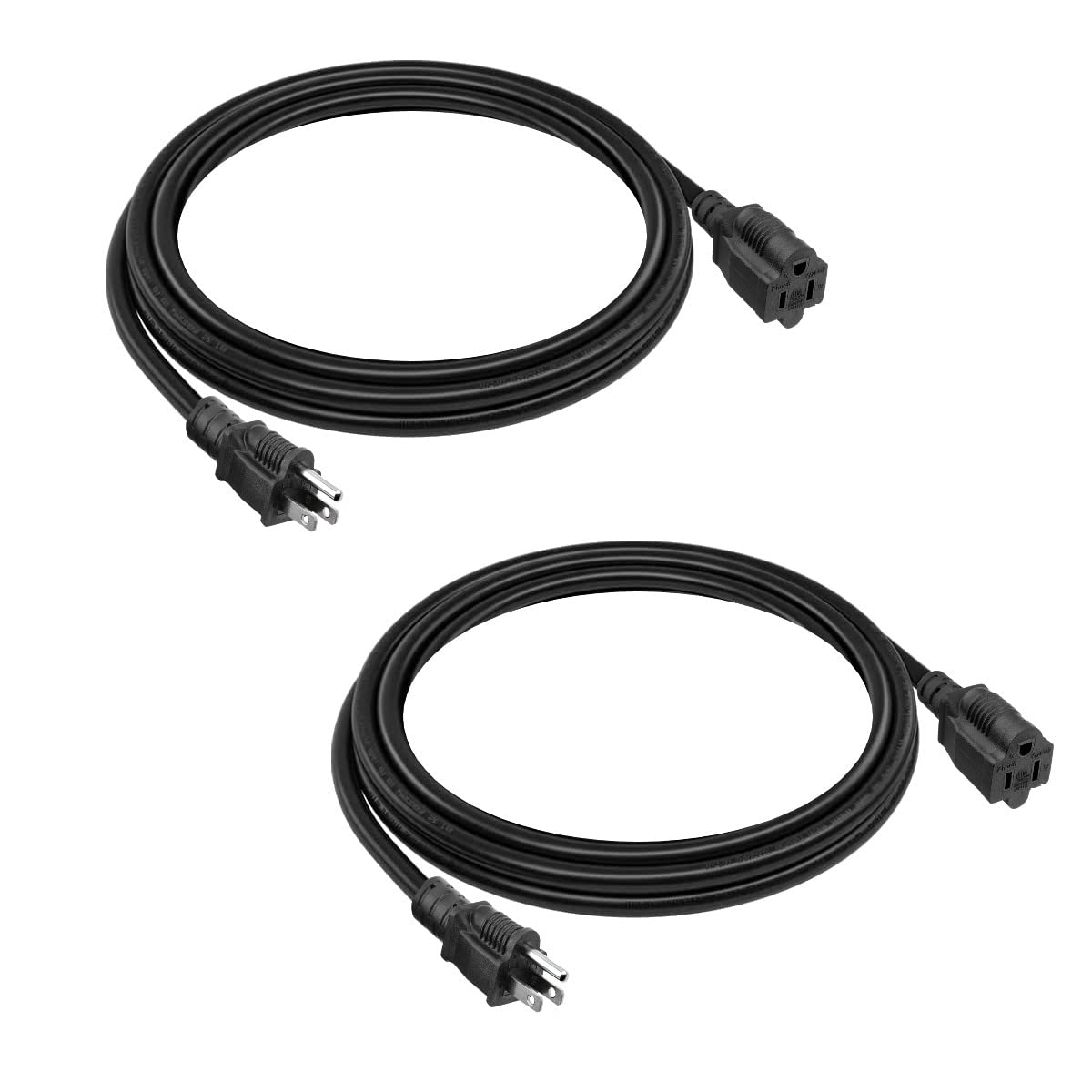 2 Pack 6Ft Extension Cord Outdoor 16 Awg Heavy Duty Power Cord 3 Prong Sjtw, Nema 5 15P To Nema 5 15R, Power Cable For Indoor An
