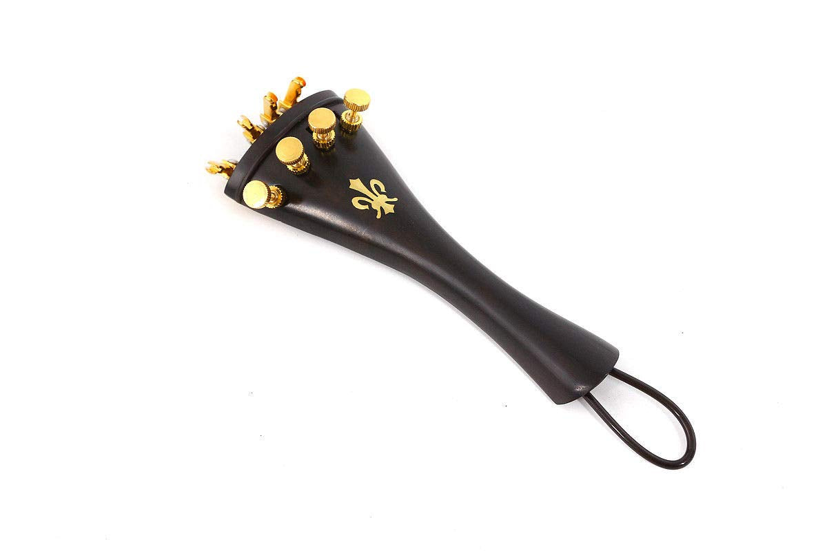 Yinfente 4/4 Violin Kit Full Size Violin Accessories Peg Tailpiece Fine Tuner Chin Rest Clamp End Pin Ebony Wood (4/4)