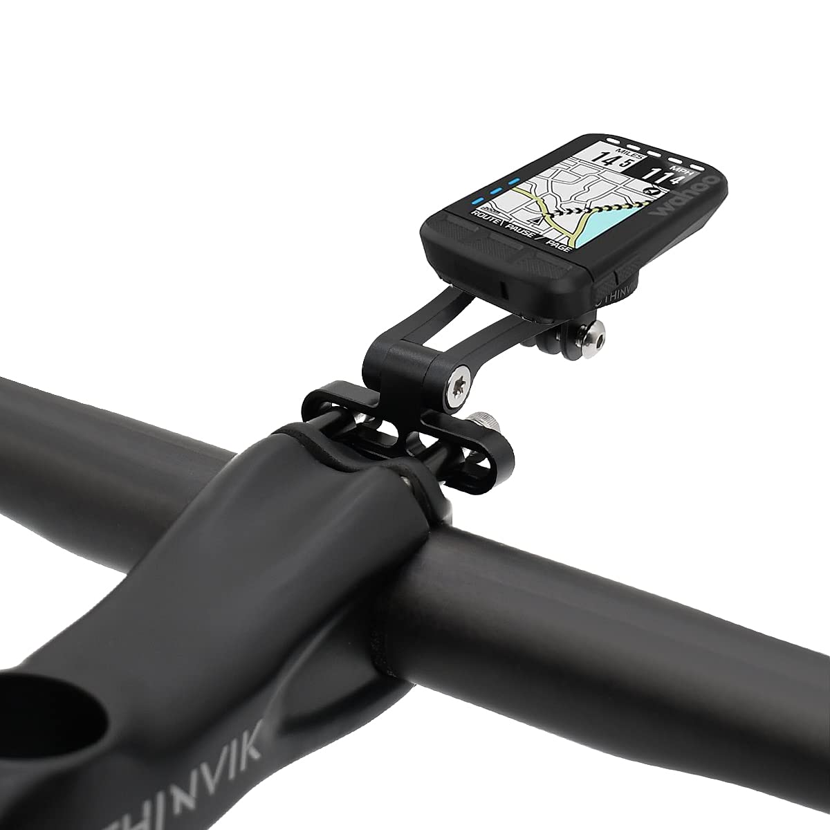 Thinvik Out Front Extended Bike Computer Mount For Wahoo,Adjustable Angle Combo Mount For Wahoo Mini Wahoo Elemnt & Elemnt Bolt,Elemnt Roam Gps Bike Computer   Cnc Aluminum Alloy