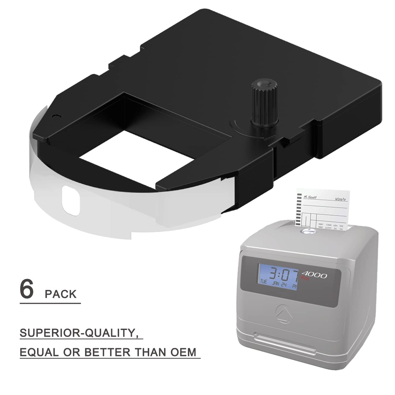 Boedcn (6 Pack) Replacement For Pyramid 4000R Compatible Ribbon Used With Pyramid 3000Hd, 3500, 3700, 4000, 4000Hd Time Clocks,