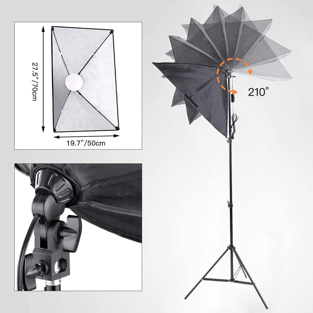 ?Upgrade Led? Mountdog Softbox Lighting Kit, Photography Studio Light With 19.7'X27.5' Reflector And 3 Colors Temperature 45W Bulb With Remote, Professional Photo Studio Equipment For Portrait Video