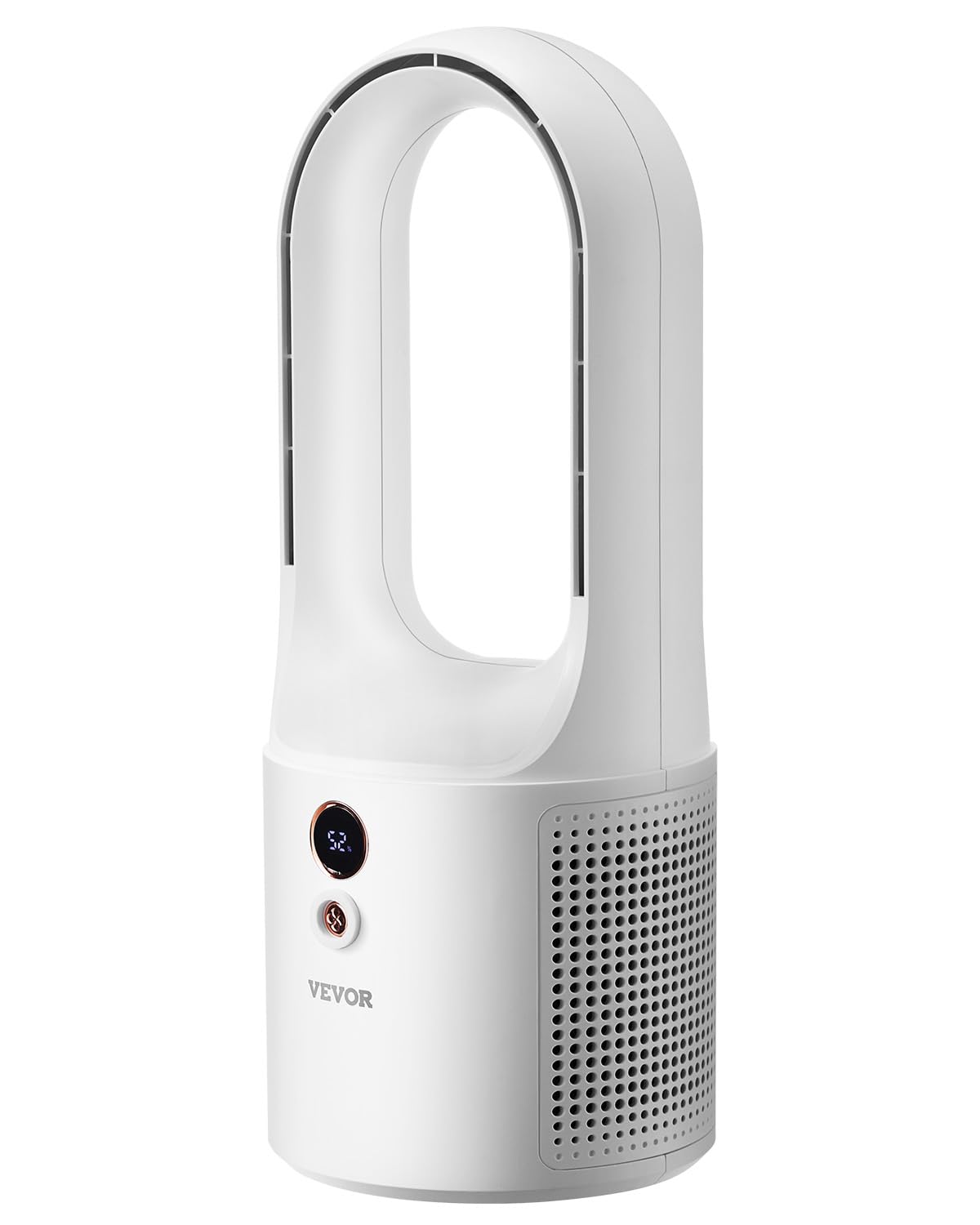 VEVOR Desk Fan Bladeless, 12.99 Inch Portable Desk Fan, 6-Speed USB Quiet Cooling Small Tower Fan with Rechargeable Battery, Eas