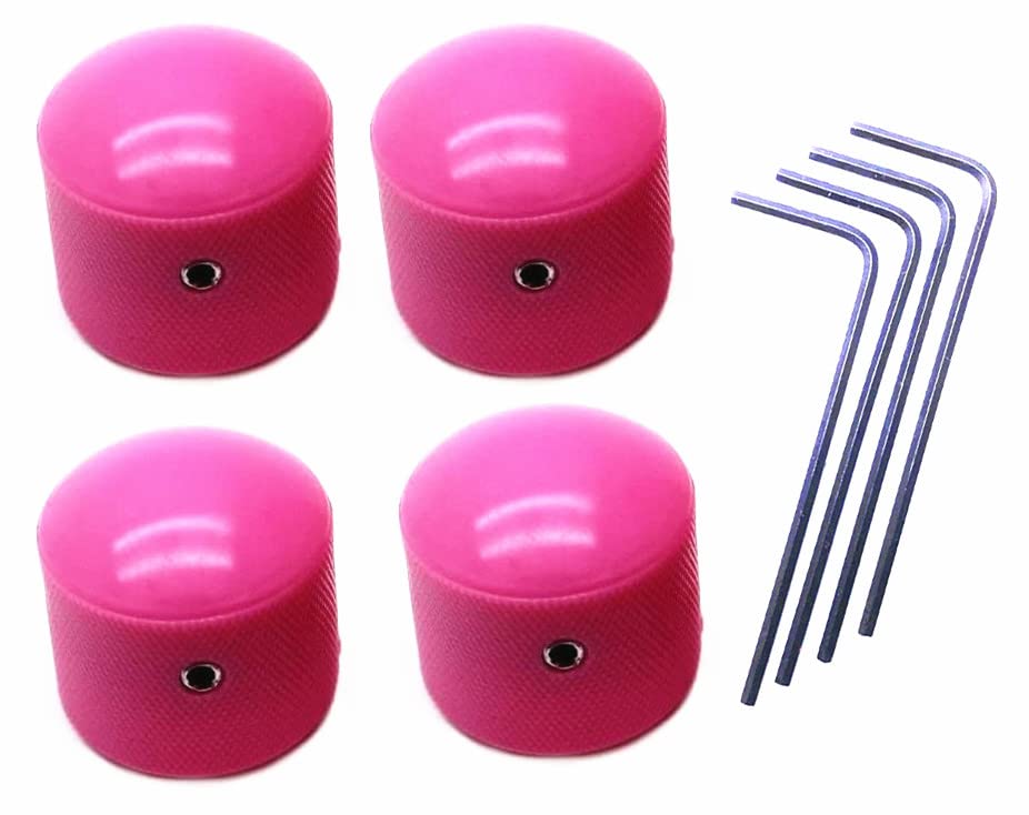 TUOREN Plastic Guitar Control Knob Volume Tone Control Dome Knobs for Electric Guitar Bass 4Pcs (Pink)
