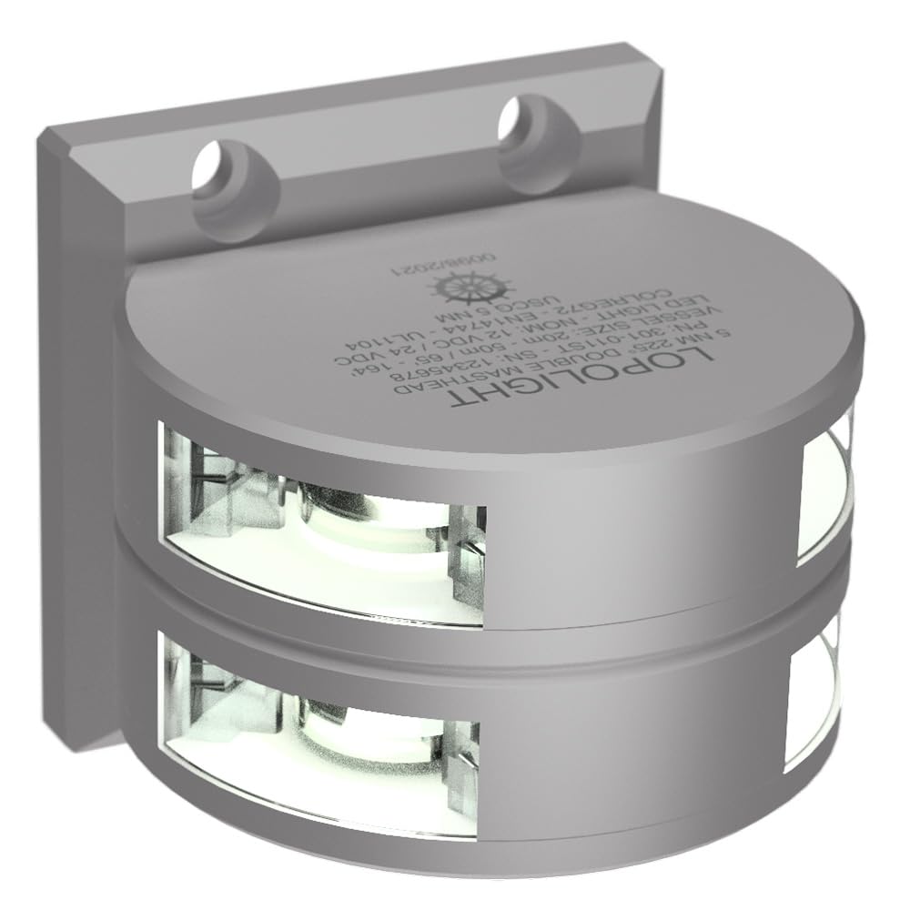 Lopolight Series 301-011 - Double Stacked Masthead Light - 5Nm - Vertical Mount - White - Silver Housing,WBAUVB0D75HNG2L