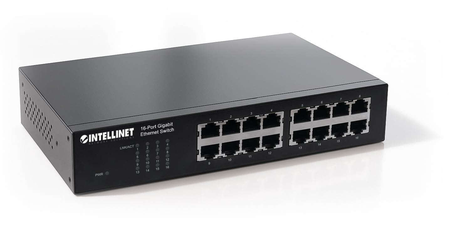Intellinet 16-Port Gigabit Ethernet Switch With Auto-Sensing Ports Automatically