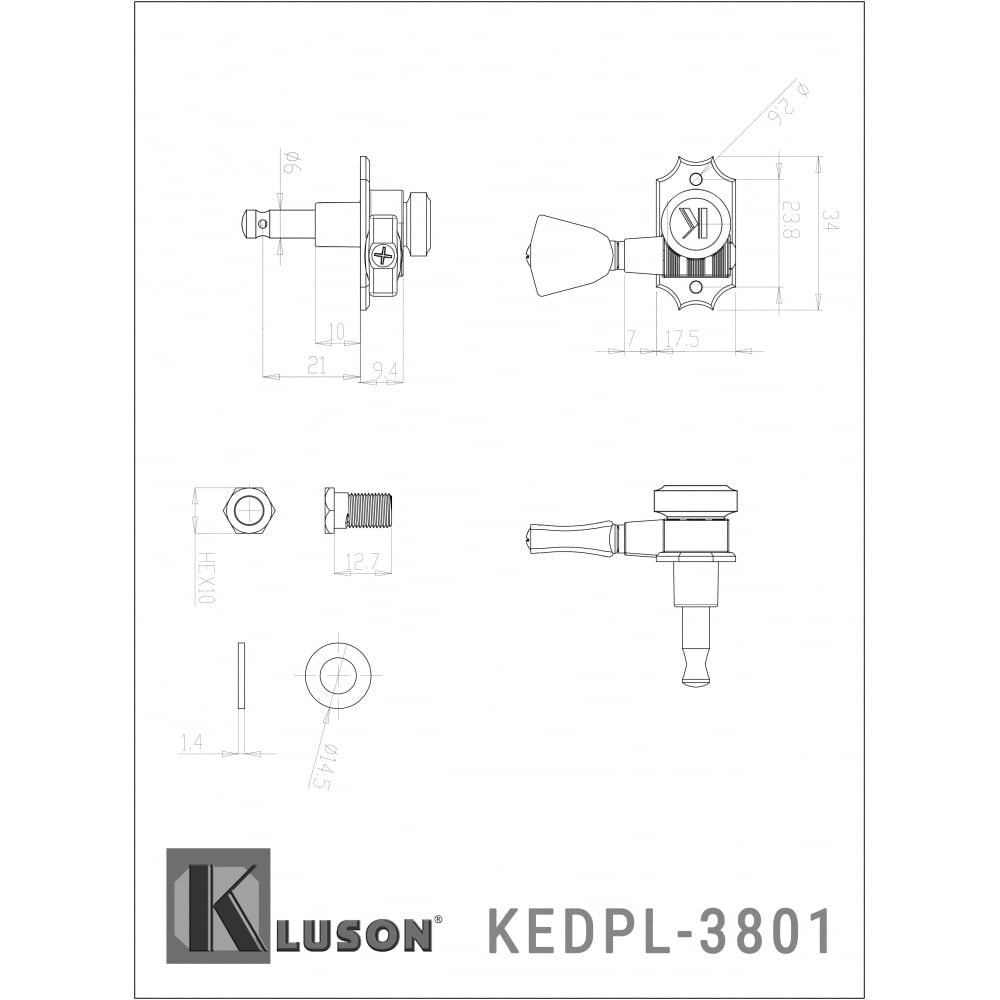 Kluson Revolution 3X3 Locking Tuners, Keystone Buttons   Nickel