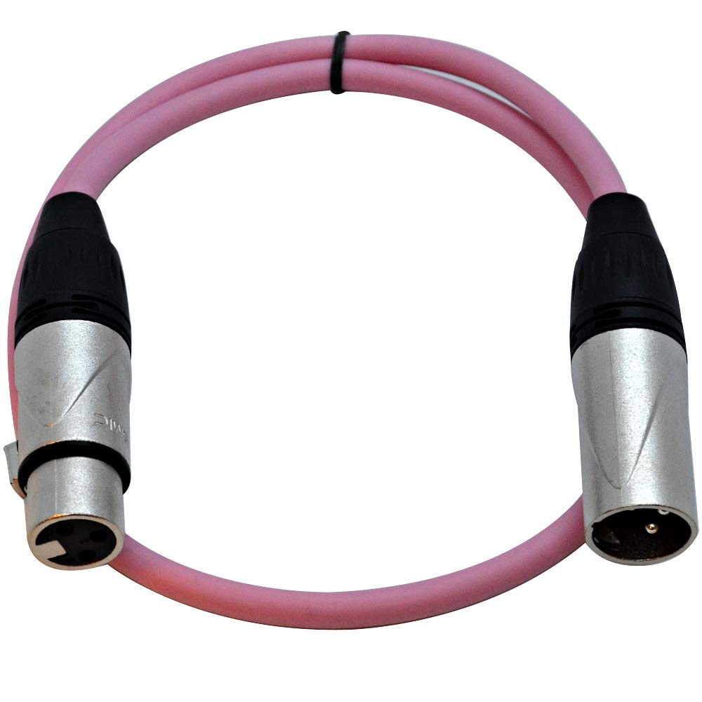 Seismic Audio - 6 Pack Of 2 Foot Pink Xlr Patch Cables - 3 Pin Male To Female Microphone Cords - 2'