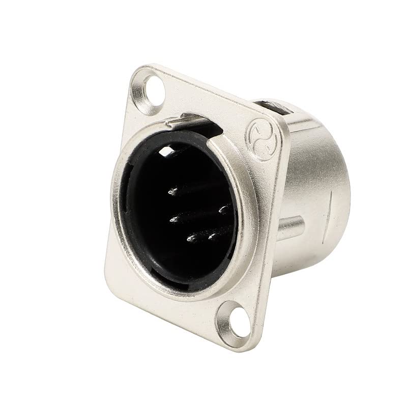 Gdqlcnxb Xlr Male Jack 5 Pin Panel Mount Jacks,Silver Metal Housing Xlr M Microphone Connector, 4Pcs.