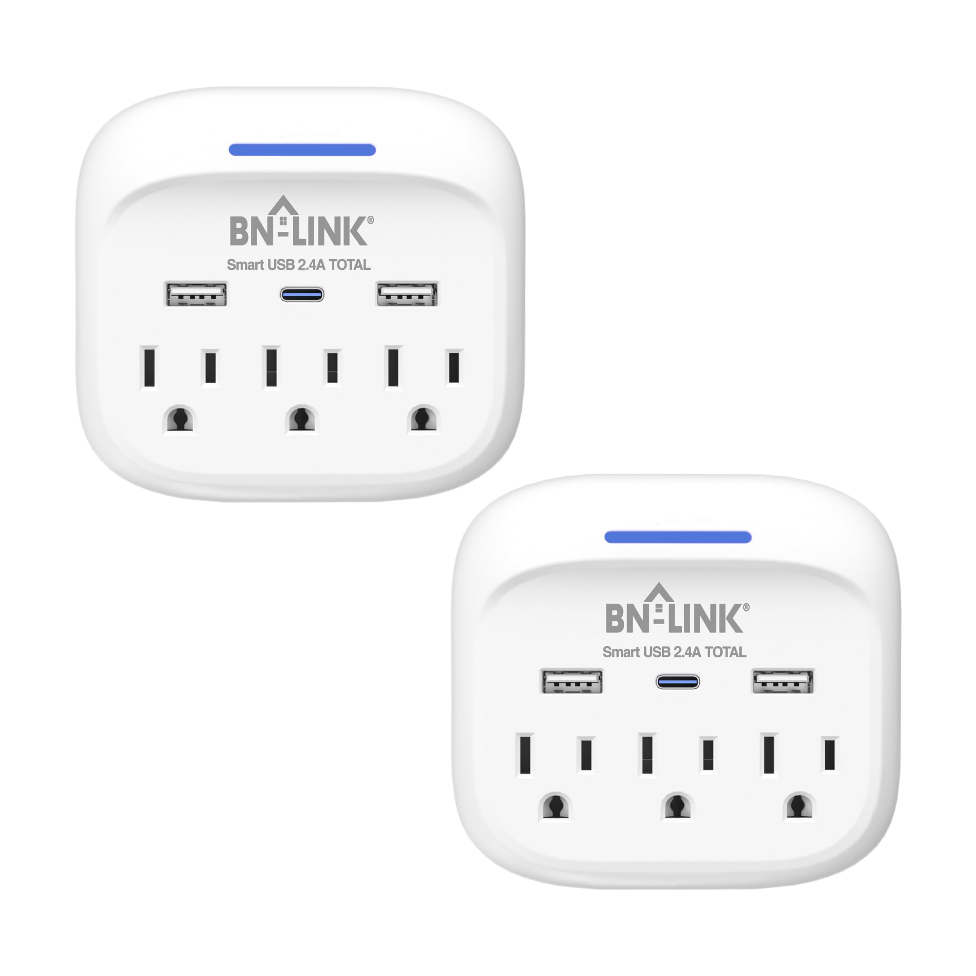 Bn Link Multi Plug Outlet Extender 2 Pack, 3 Wall Outlets Outlet Splitter With 3 Usb Ports(1 Usb C), Charging Adapter For Dorm,