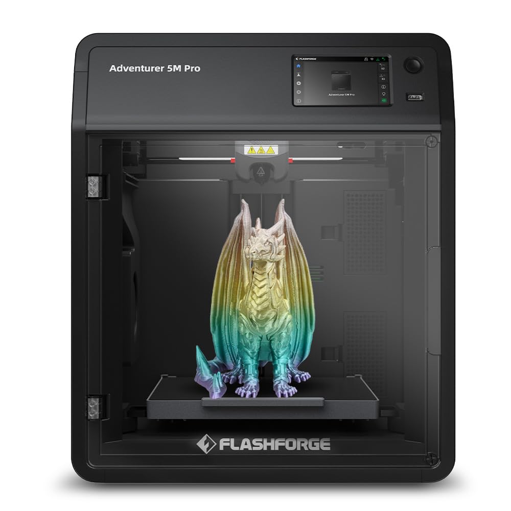 FLASHFORGE Adventurer 5M Pro 3D Pinter, 600mm/s High-Speed with 1 Click Fully Auto Printing Systerm, Quick Detachable 280C Direc