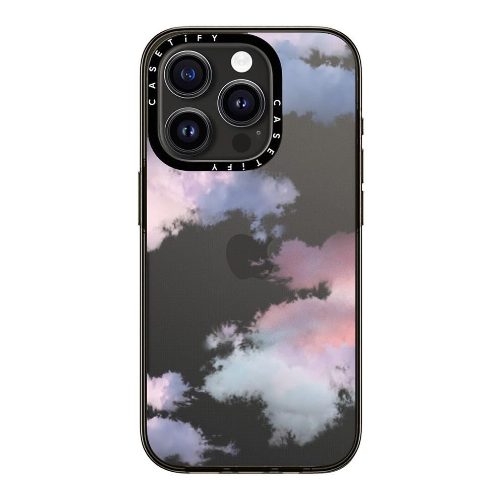 Casetify Compact Iphone 15 Pro Case [2X Military Grade Drop Tested / 4Ft Drop Protection]   Clouds   Clear Black