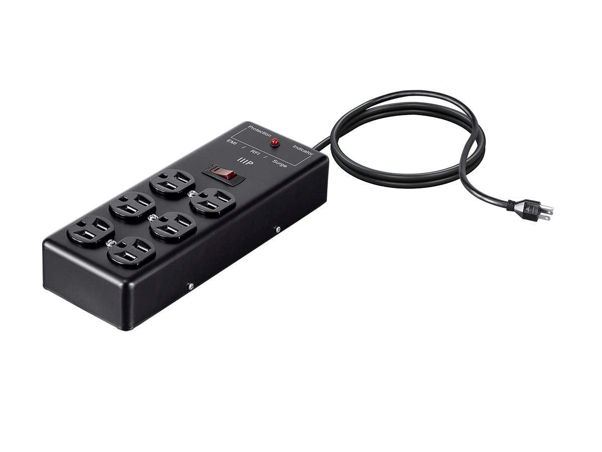 Monoprice Metal Surge Protector Heavy Duty Power Box   6 Outlet   Black With 6 Feet Cord/Cable, 540 Joules, Ul Certfied
