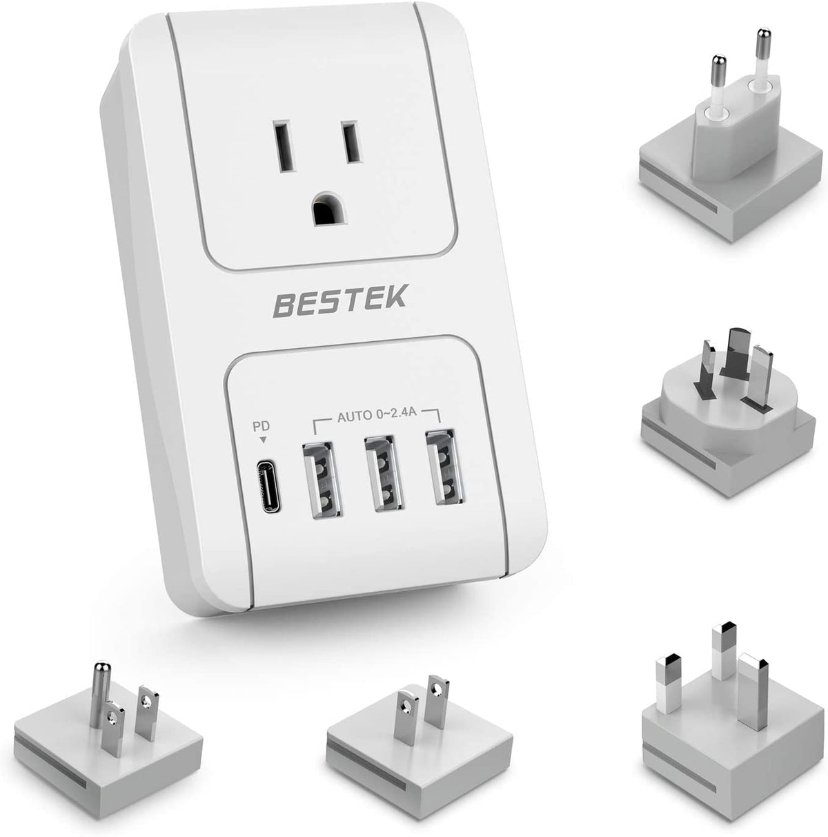 Bestek International Travel Adapter, 3000W Converter Travel Adapter For Hair Dryer, Curling Iron Usb Travel Wall Charger With Wo