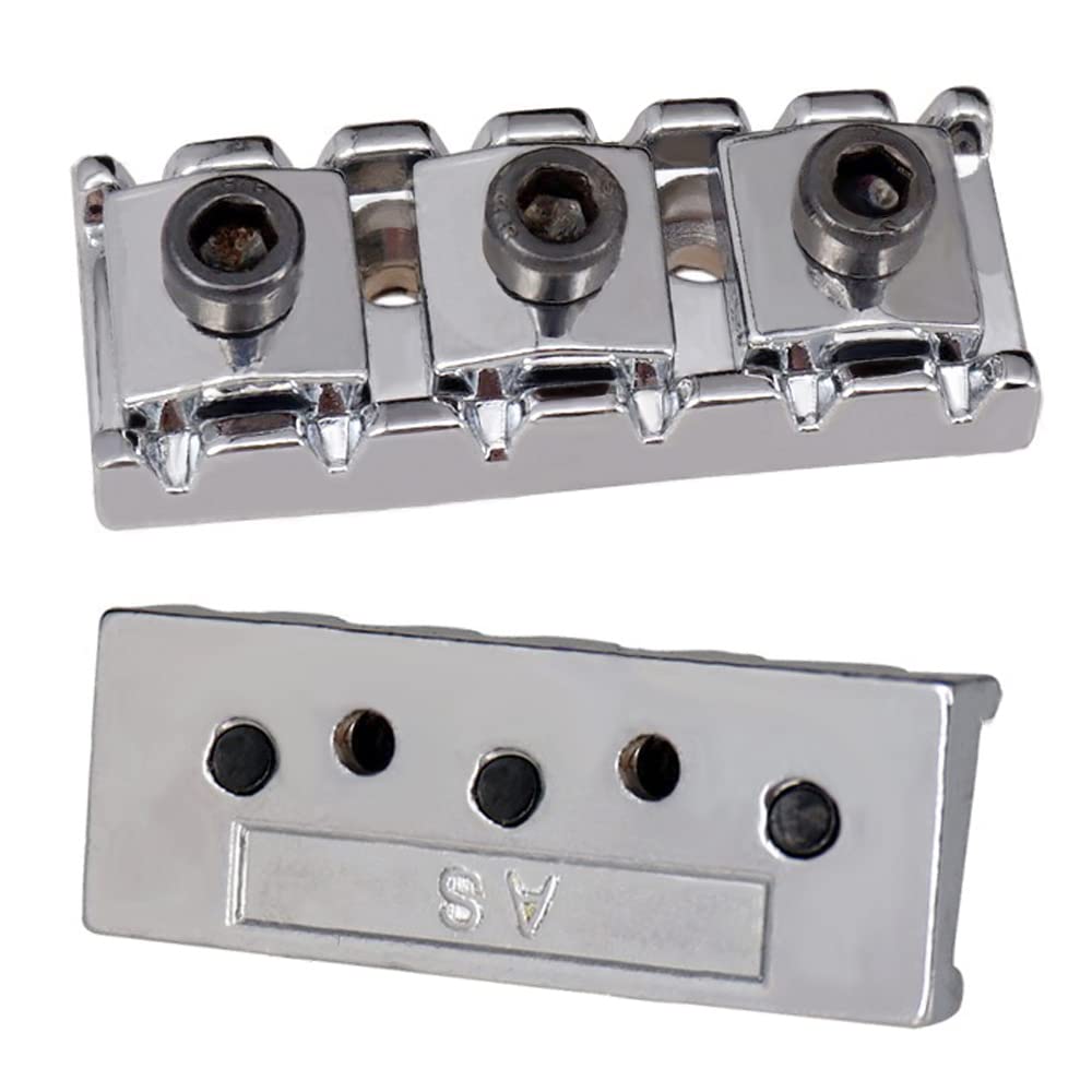 R3 Electric Guitar String Locking Nut For Floyd Rose Tremolo Bridge 43Mm (Chrome With Black Nut)