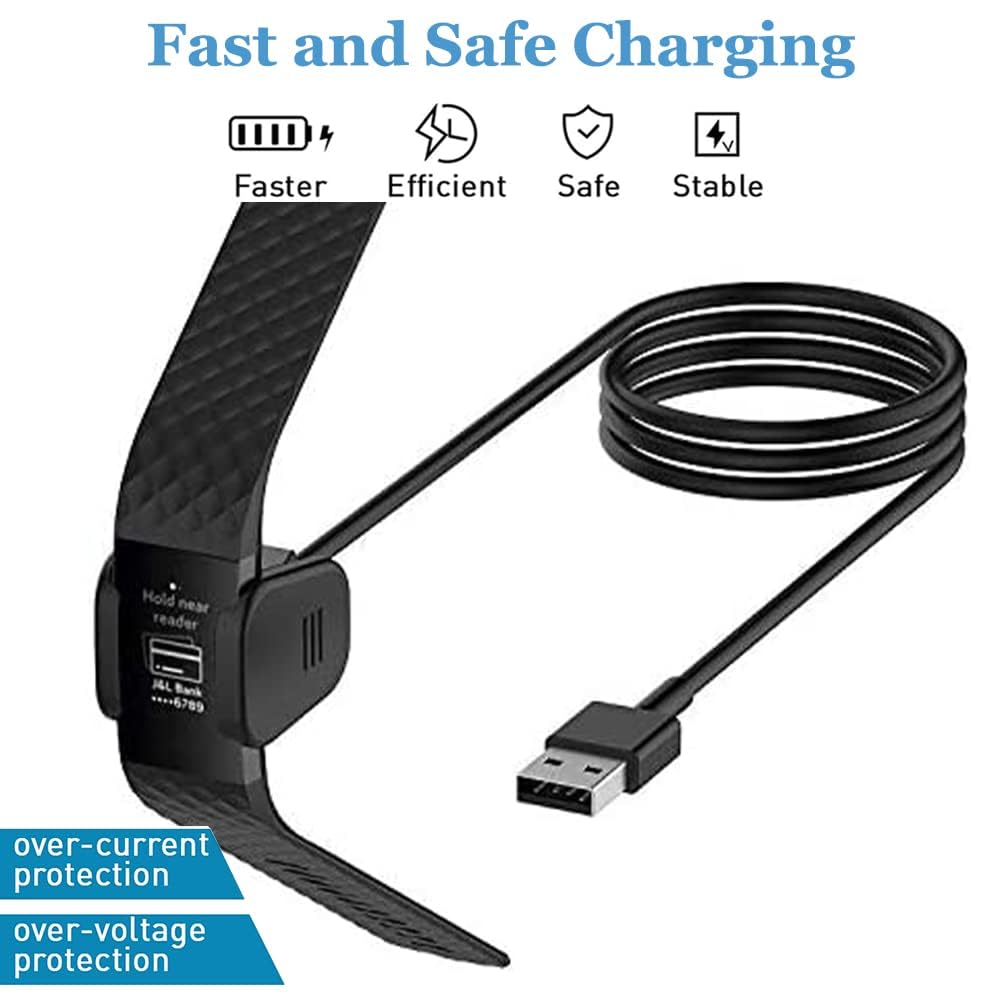 Threeeggs Compatible With Fitbit Charge 4 Charger, Replacement Usb Charging Cable Cord For Charge 4 / Charge 3 Smartwatch 55Cm/1