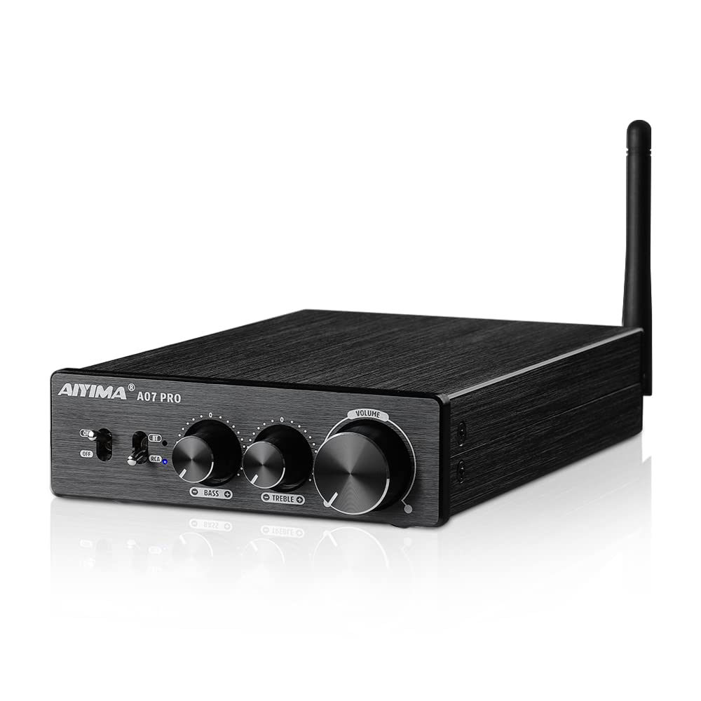 Aiyima A07 Pro Tpa3255 Stereo Amplifier Bluetooth 5.2 300Wx2 Hifi Class D Amp 2.0/2.1 Channel Audio Power Amp For Home Audio Speaker With Bass Treble Knobs& 3.5Mm Line Output,Supports 24 48V