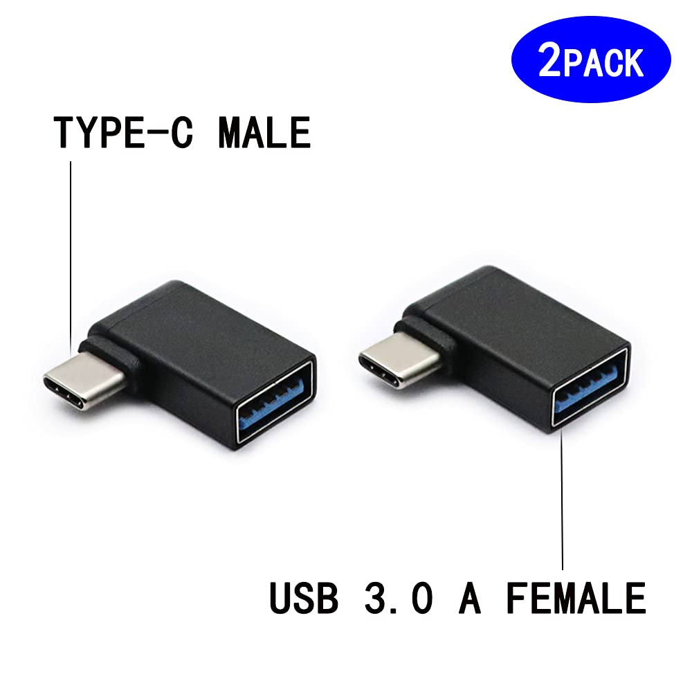 Rgzhihuifz Right Angle Usb C To Usb 3.0 Adapter 90 Degree Type C Male To Usb A 3.0 Female Converter,On The Go(Otg) For Smartphon