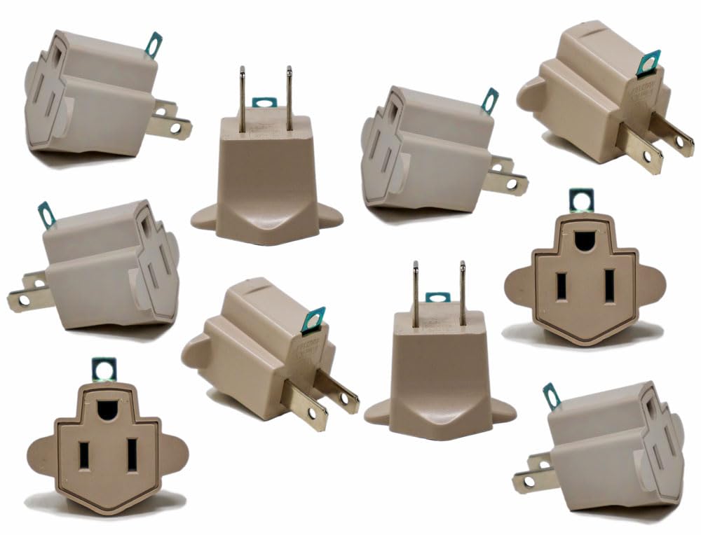 20 Pieces Electrical Ground Adapter 3 Prong Outlet To 2 Prong Plug Ac Etl Listed
