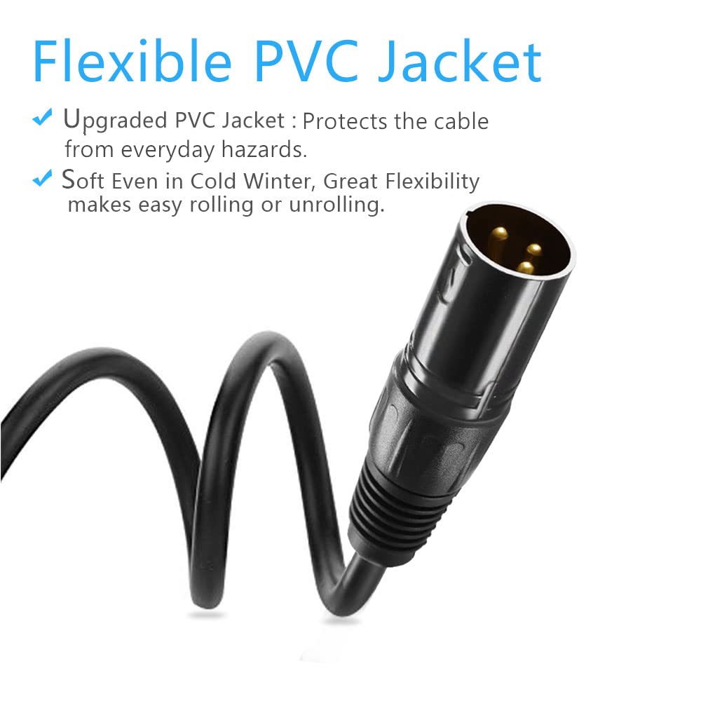 Jlpow 10 Ft Flexible Dmx Cable, Gold Plated 3 Pin Signal Xlr Male To Female Dmx Cable Wire, Best For Dj Stage Lighting Moving He