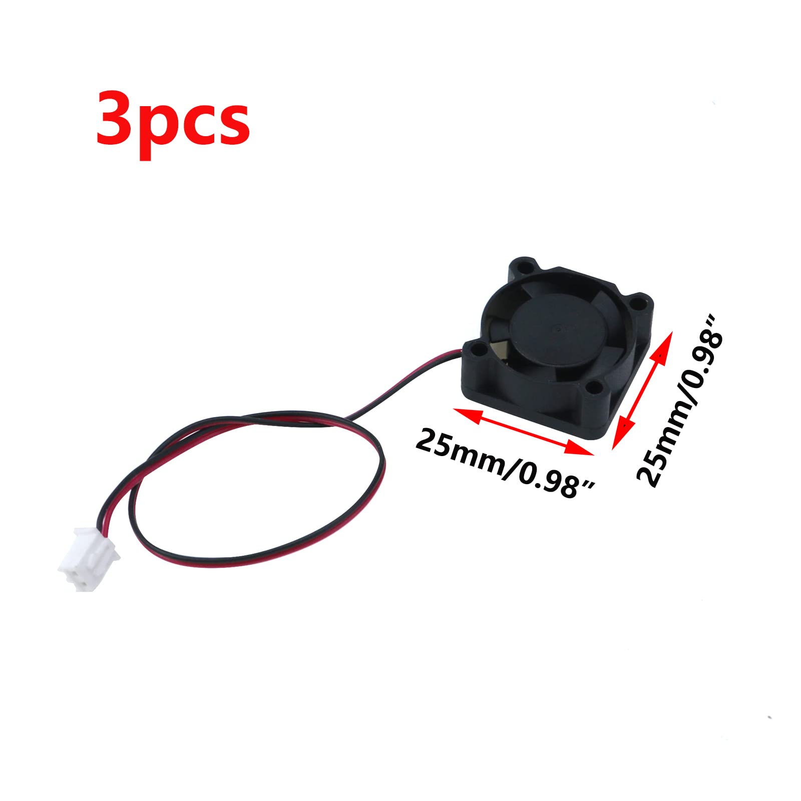Antrader 3 Pack 12V 0.1A 2Pin 25Mm X25Mm X10Mm Dc Small Mini Brushless Cooling Fan