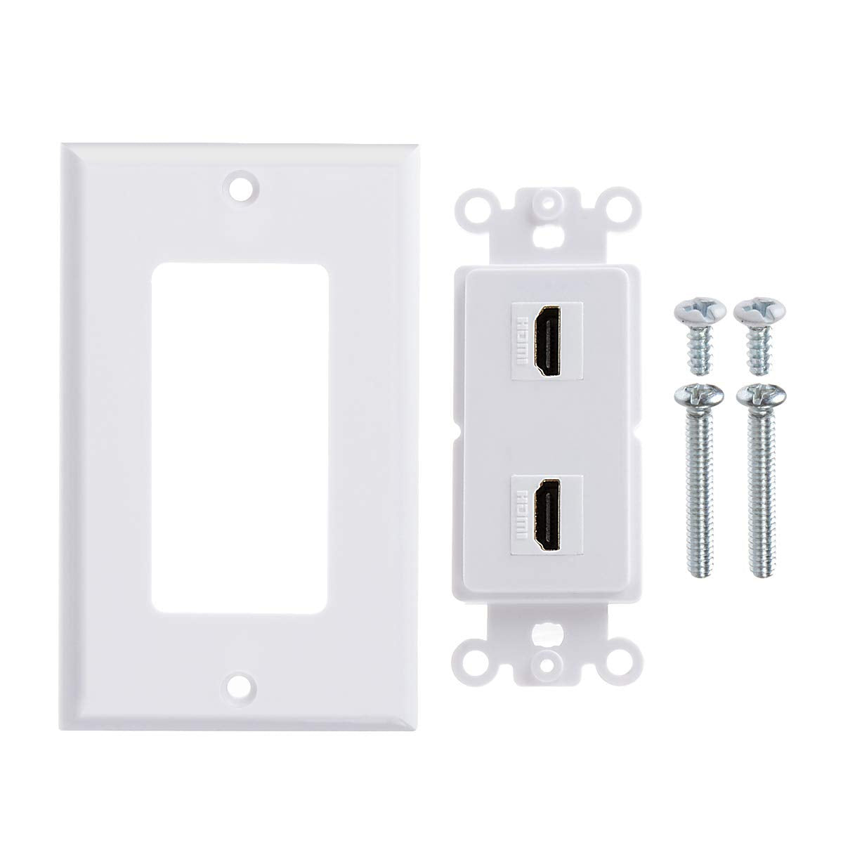 Teninyu Dual Hdmi Wall Plate, Hdmi Socket Plug Insert Jack Outlet Panel Mount Support 4K 60Hz Hdr 1080P 3D Ethernet Built In Hig