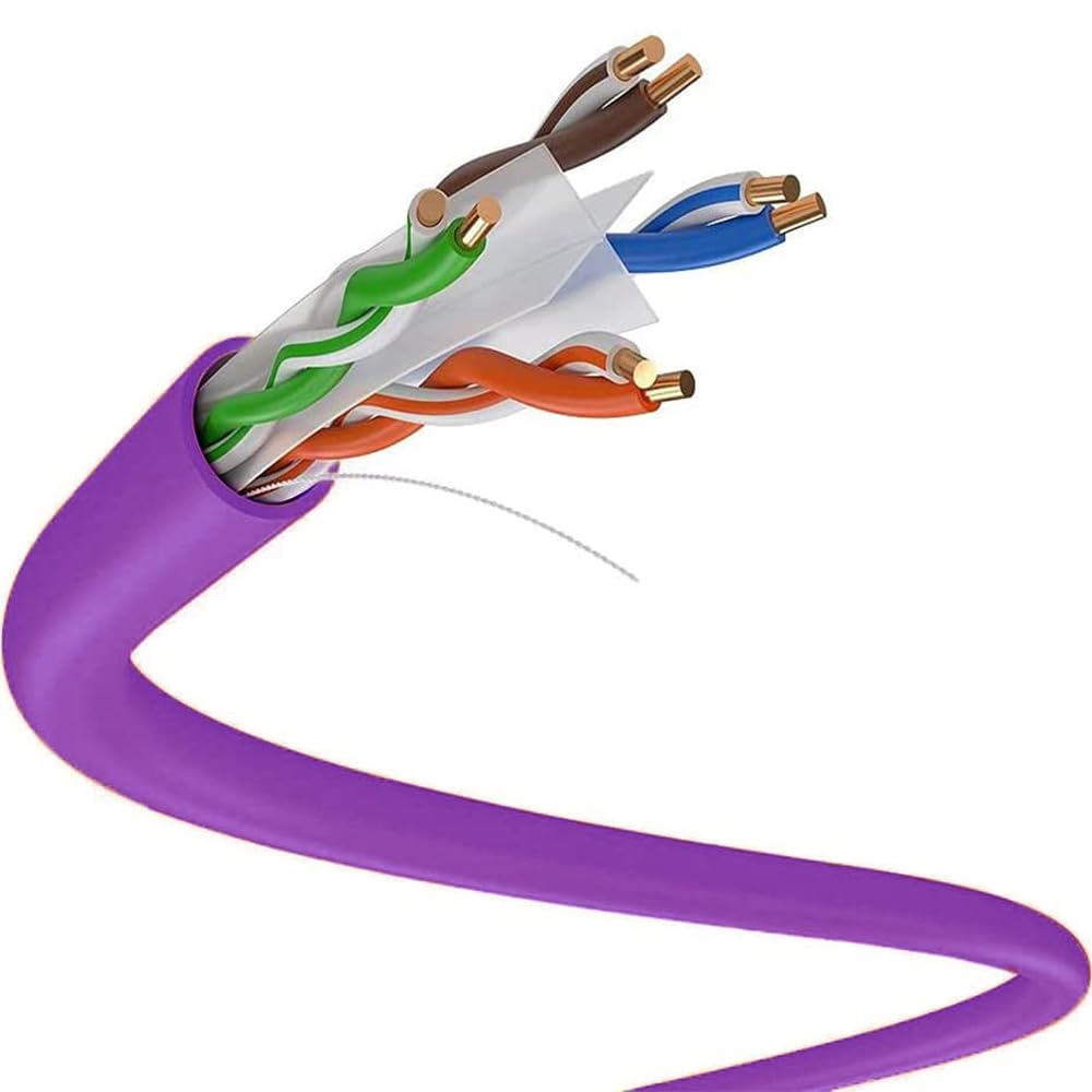 Cat6 1000Ft Solid Utp 23Awg Ethernet Cable 550Mhz Bulk Network Lan Rj45 Cca Wire 1000 Ft Pull Box Cat 6 (Purple)