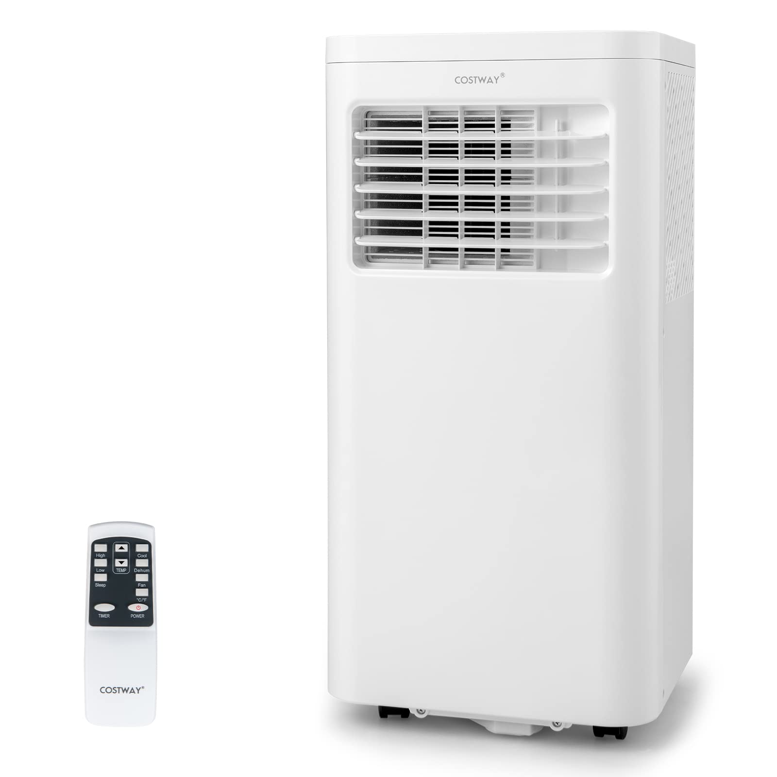 Costway, 8000 Btu Ac Unit With Built In Dehumidifier, Fan, Sleep Mode, 24H Timer, Window Installation Kit & Remote Control, Cools Up To 250 Sq. Ft Portable Air Conditioners, White