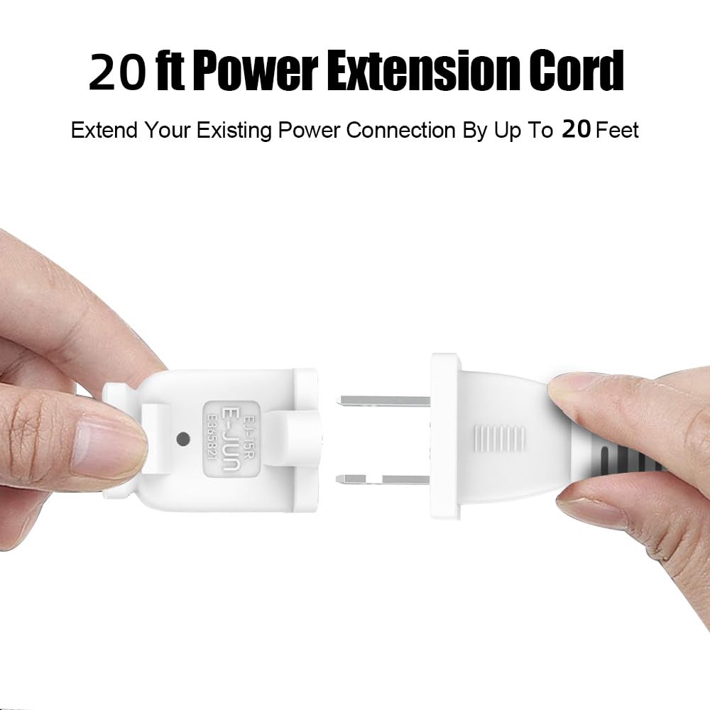 20 Ft Extension Cord Us 2 Prong Long Extension Cord White Extension Cord Cable 125V 10A Male To Female Power Cord For Nema 1 15P