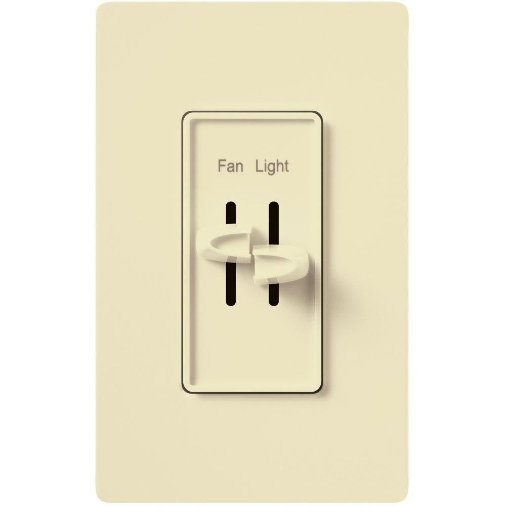 Lutron Skylark 3-Speed Combination Fan and Light Control, 1.5 Amp, Single-Pole, S2-LFSQH-WH, Almond